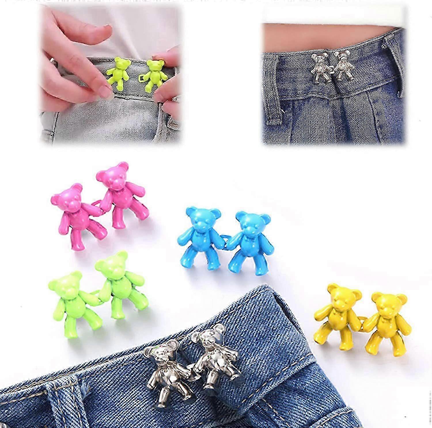 4 Pack Adjustable Waist Tightener, No-Sew DIY Waist Buckle Set for Pants, Jeans & Skirts - Instant Removable Extra Buttons