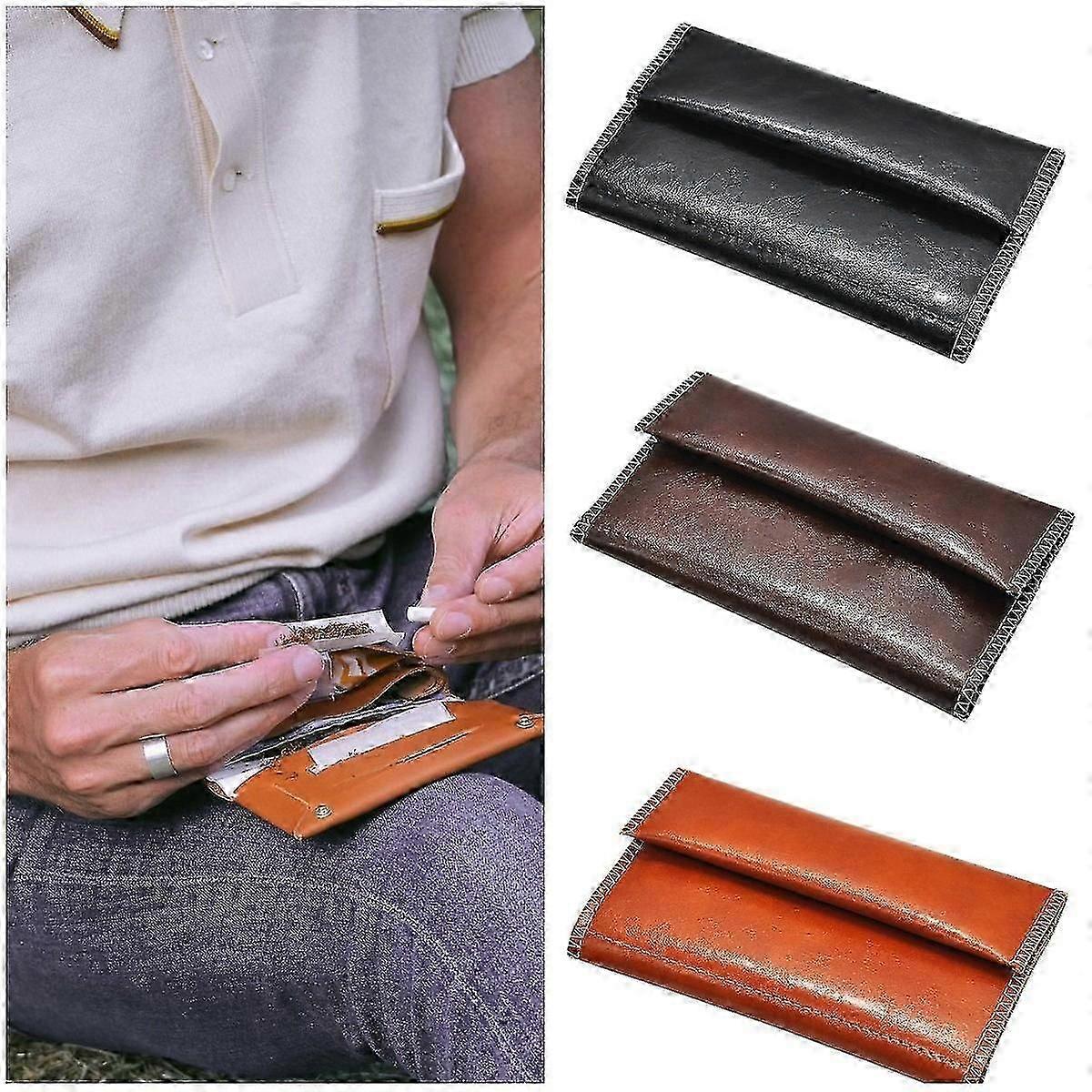 Handmade Leather Tobacco Pouch for Rolling & Storage with Drawstring Closure