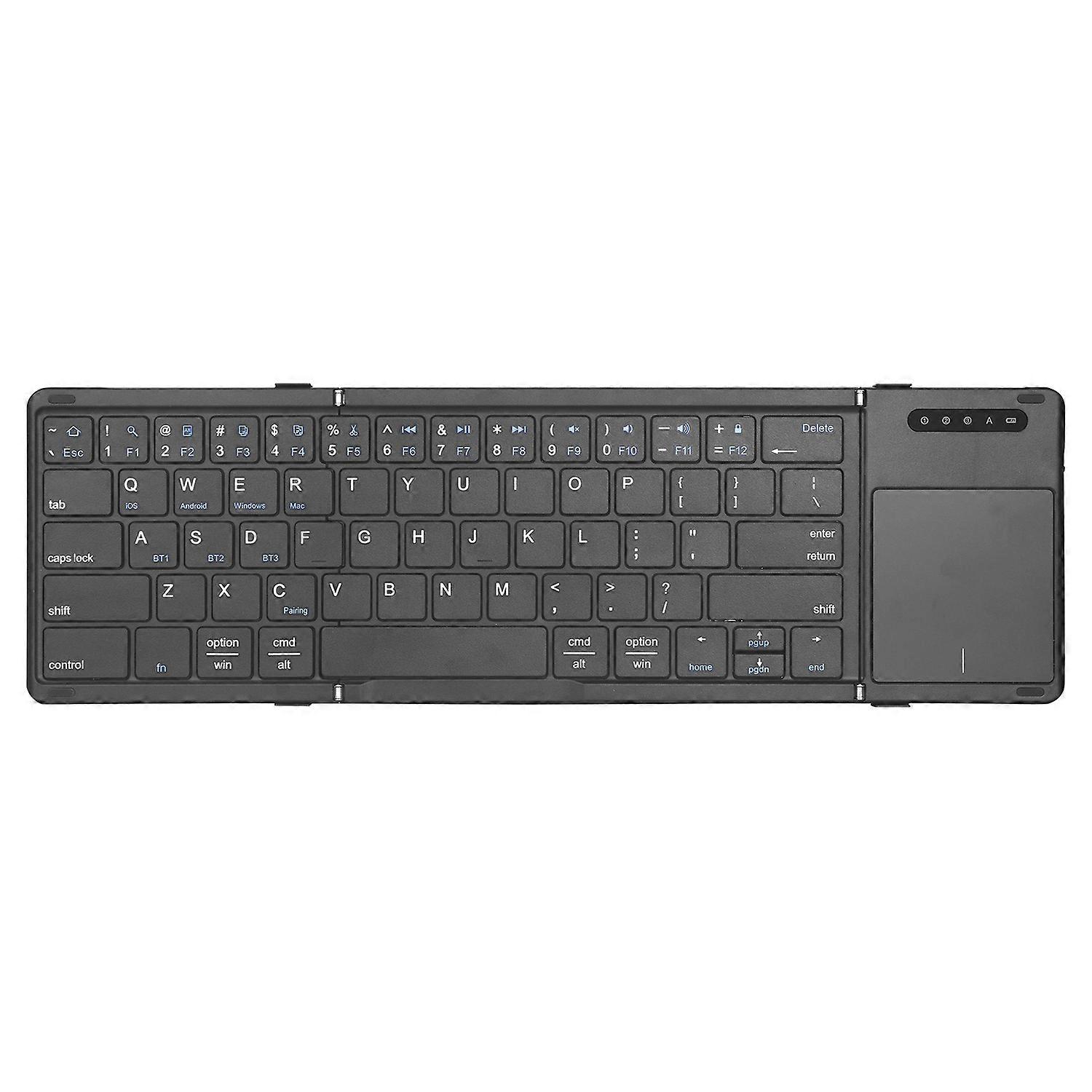 B077T Foldable PU Leather Wireless Bluetooth-compatible Keyboard with Touchpad