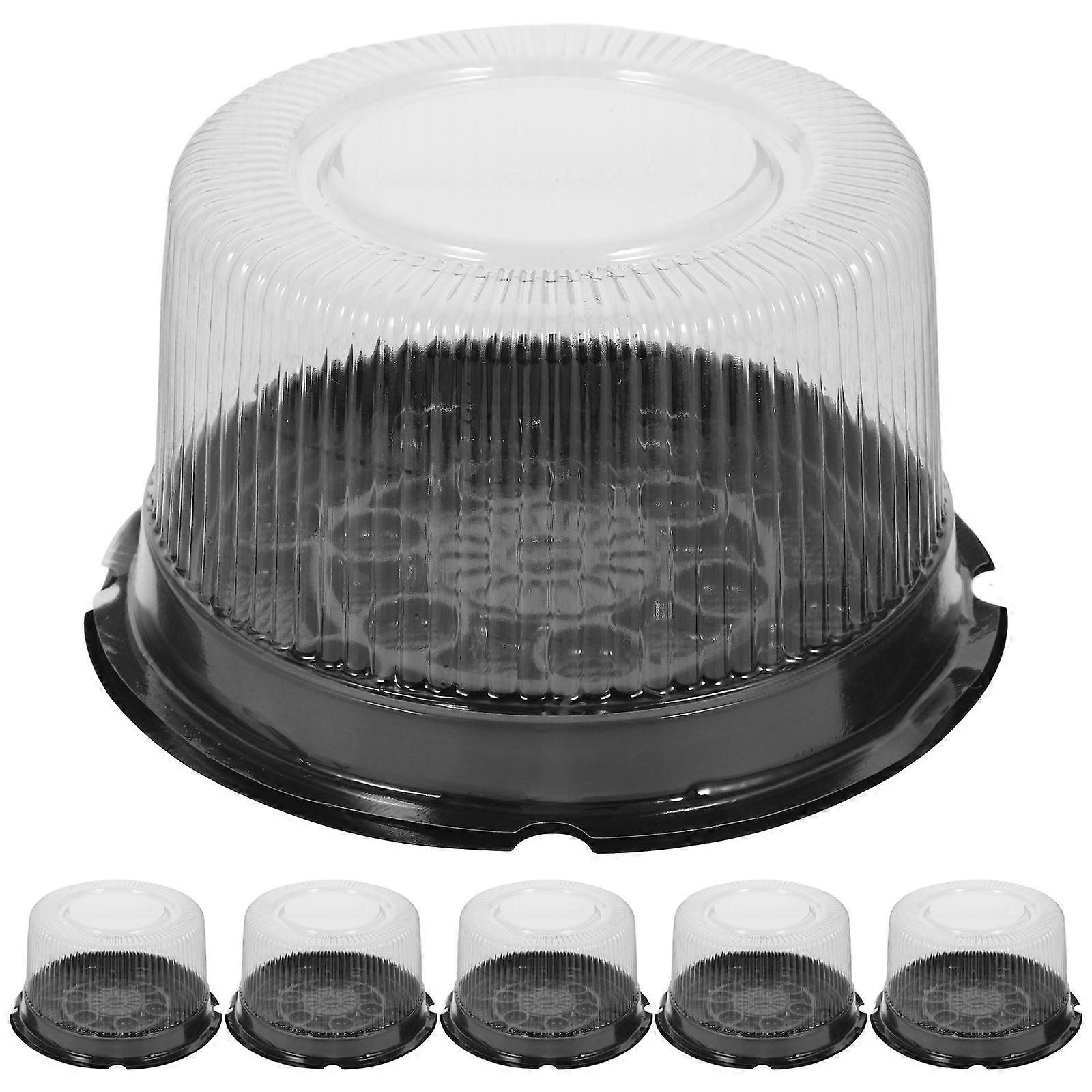 Plastic Packaging Box For Bakery Use Round Shape Fine Paper Cheese Mousse Boxes Black 6 Inches Diameter 20Set