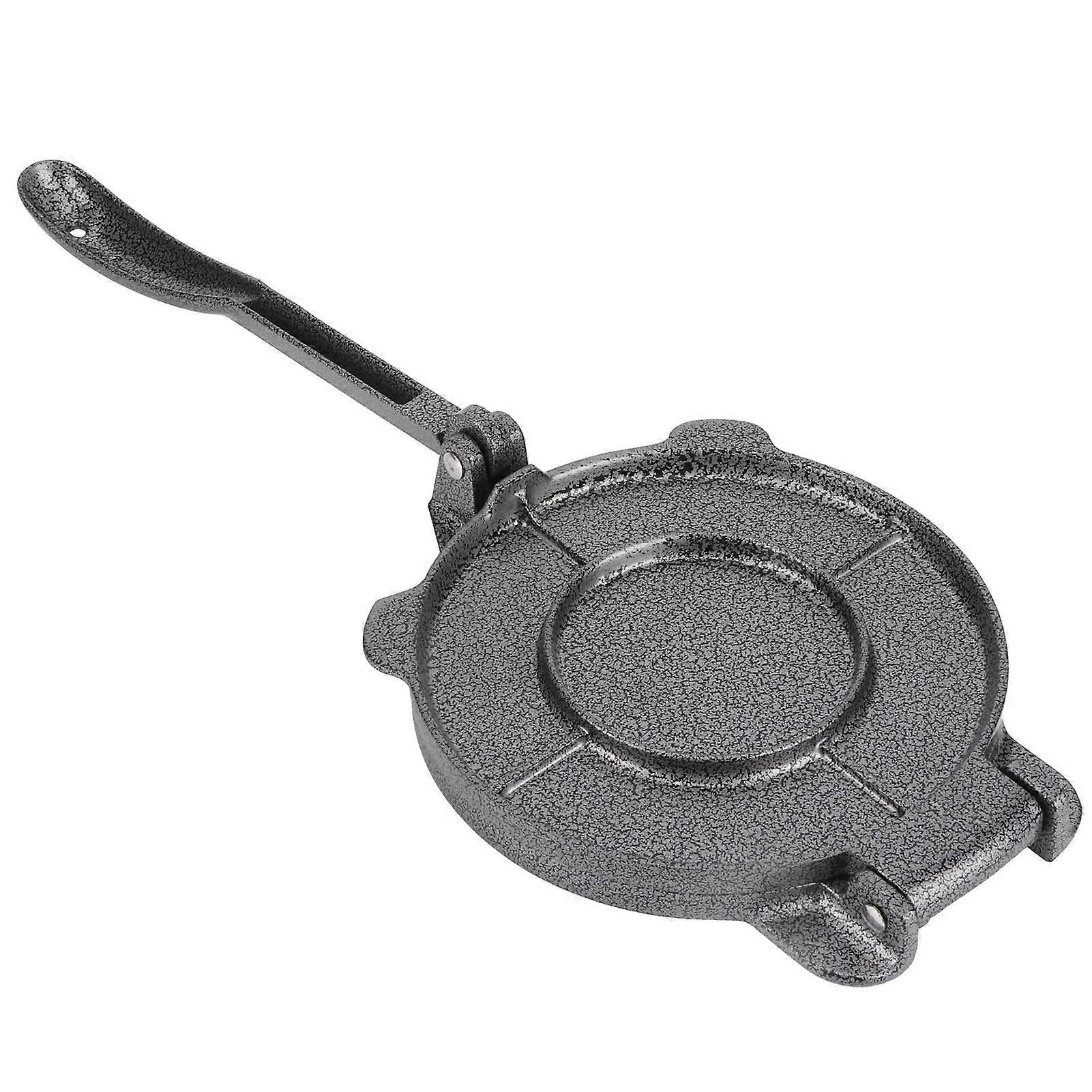 5 Inch Cast Iron Tortilla Press with 6 Non-Stick Cooking Plates, Aluminum Alloy Dough Pressing Tool in Grey