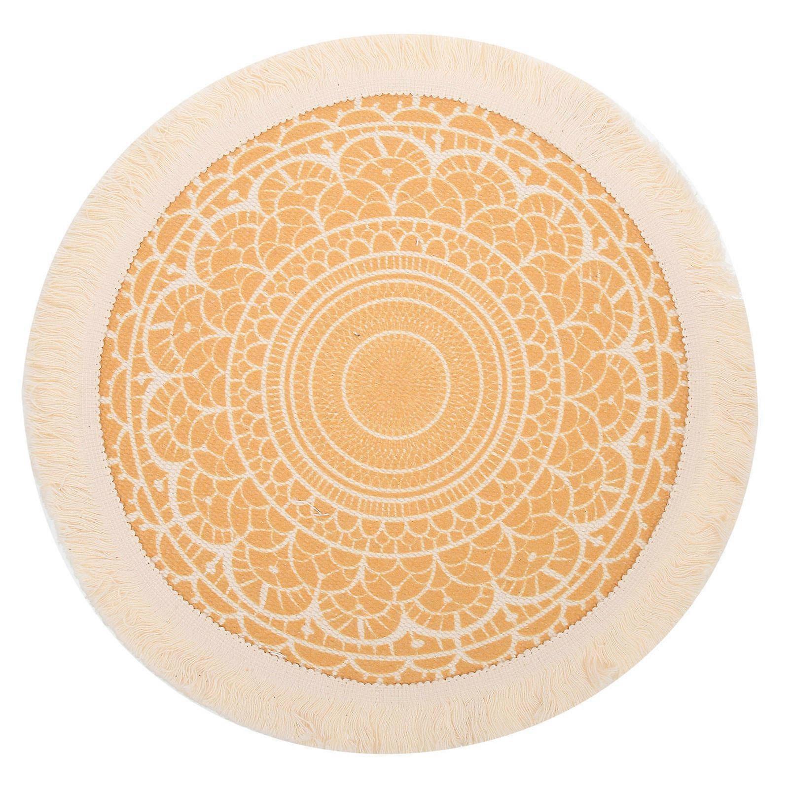 Sets de table tissés Tassel Design Set de table jaune 33x33cm Coton Table Protection Sous-verre 1Set