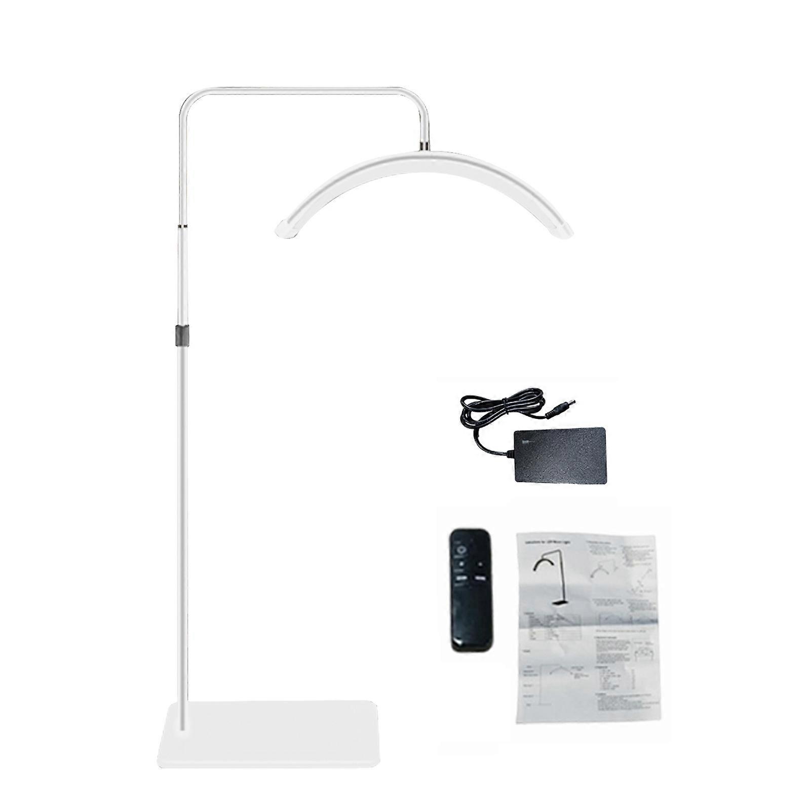 Half Moon LED Floor Light: 3200K-5600K, Adjustable Stand, Remote Control, Phone Holder