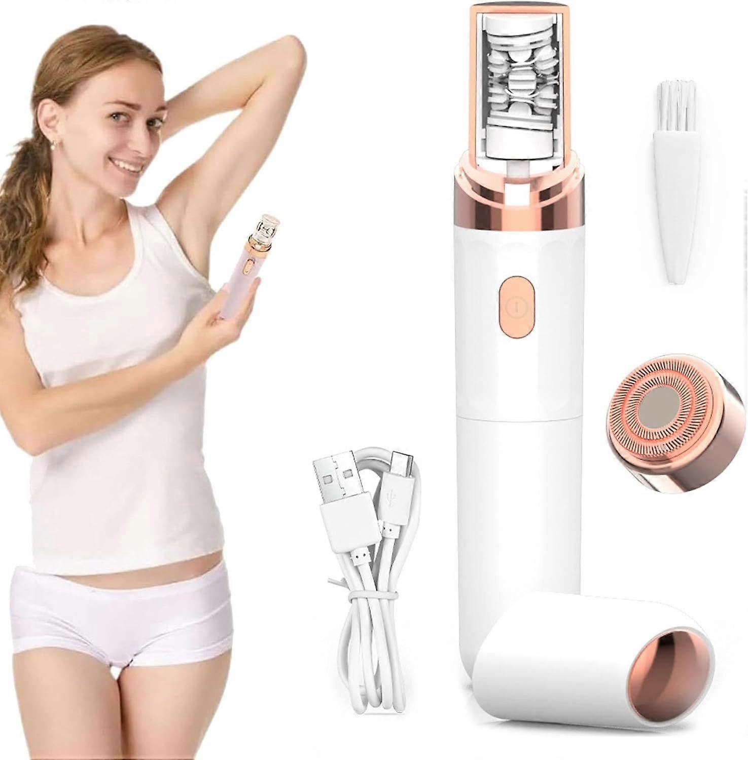 Gezichtsepilator, 2-in-1 gezichtsepilator, USB oplaadbare gezichtshaarverwijderaar met ingebouwd LED-licht voor wenkbrauw Gezichtslip Bikini Arm Ontharing