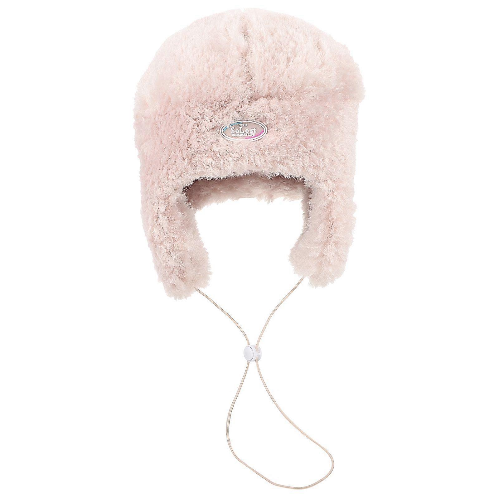 1 PC女性の帽子暖かい冬の帽子ぬいぐるみシンプルな帽子オールマッチ厚みのある女性の帽子