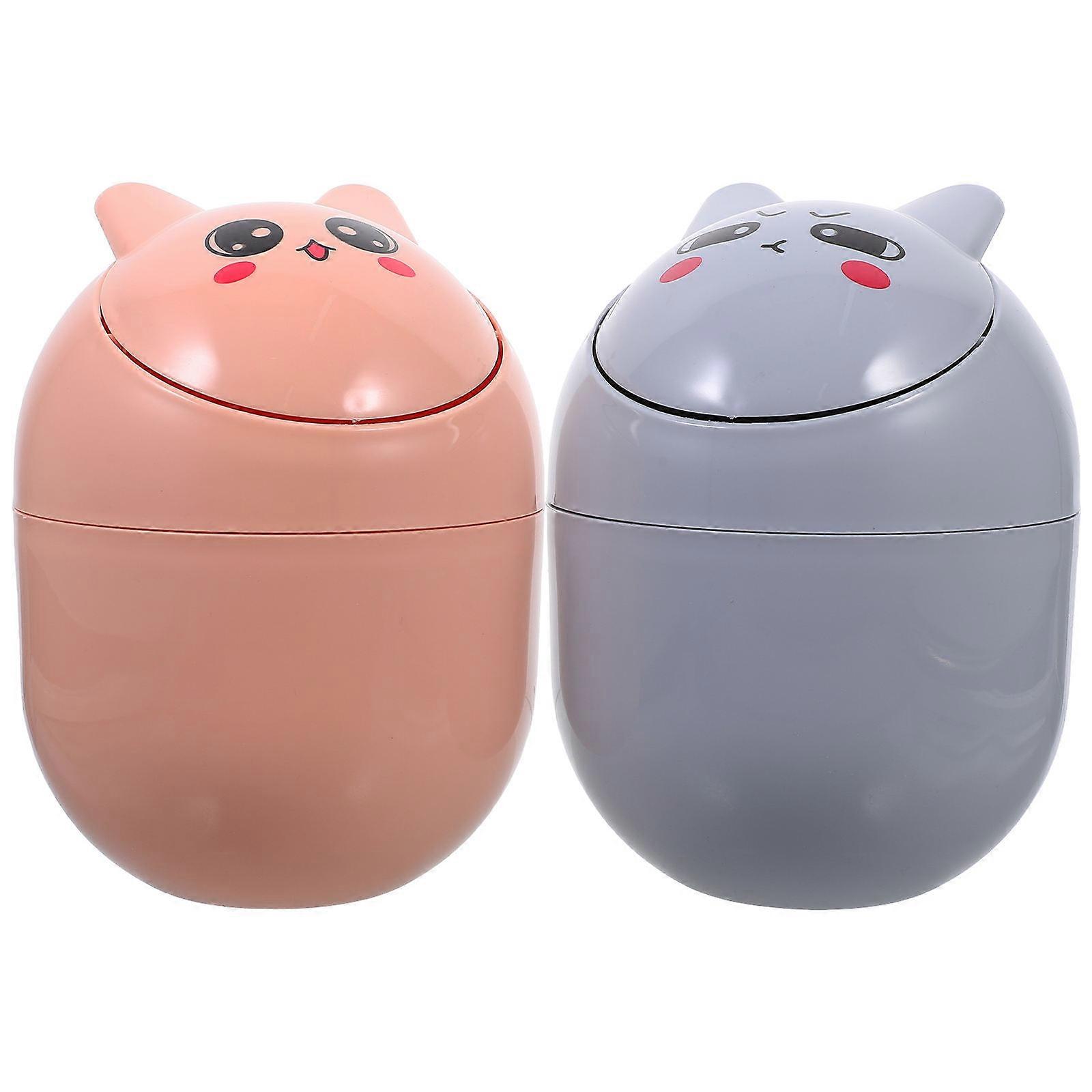 Mini Çöp Kutusu Pembe 18x13 cm Doku Depolama Ev Kitaplık Organizatör Masaüstü Çöp Kutusu 2 Adet