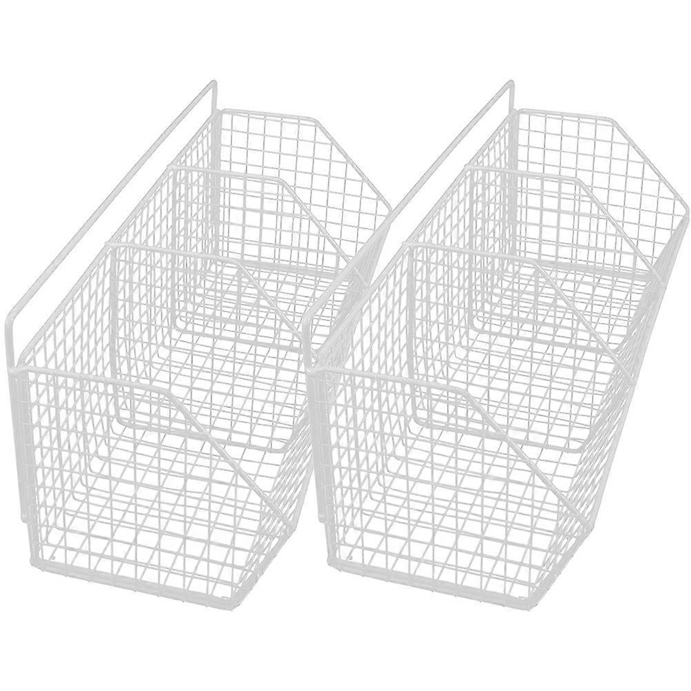 Hanging Kitchen Basket Wall Storage Holder Kitchen Organization Vegetable And Fruit Storage Space Saving Carbon Steel Rectangular 2Pcs