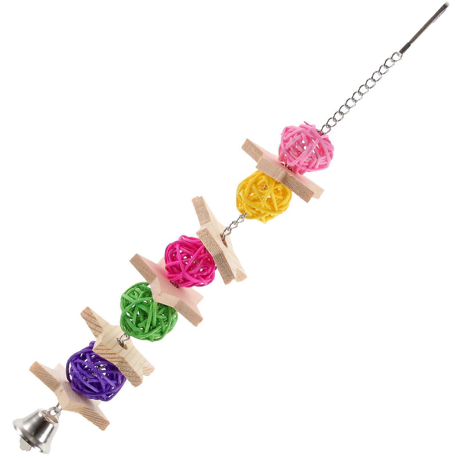 Lightweight Wooden Parrot Chew Toy with Hanging Design for Bird Cage Fun, Durable Natural Bird Swing for Parakeets and Parrots