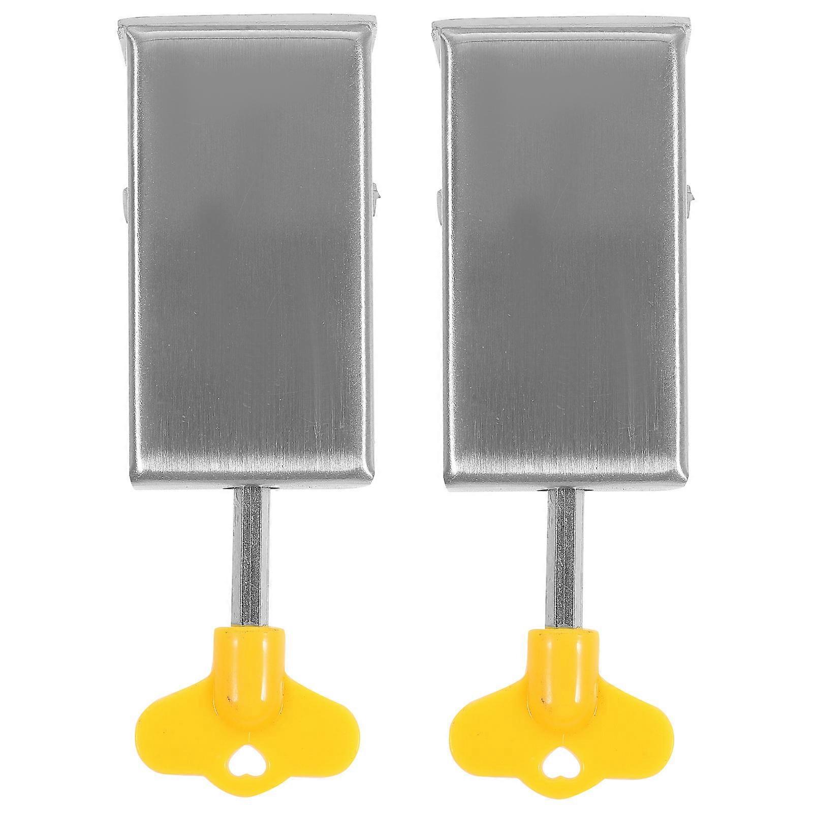 Window Safety Lock Adjustable Silver Aluminum Alloy Sliding Locks with Key for Secure Use 2pcs