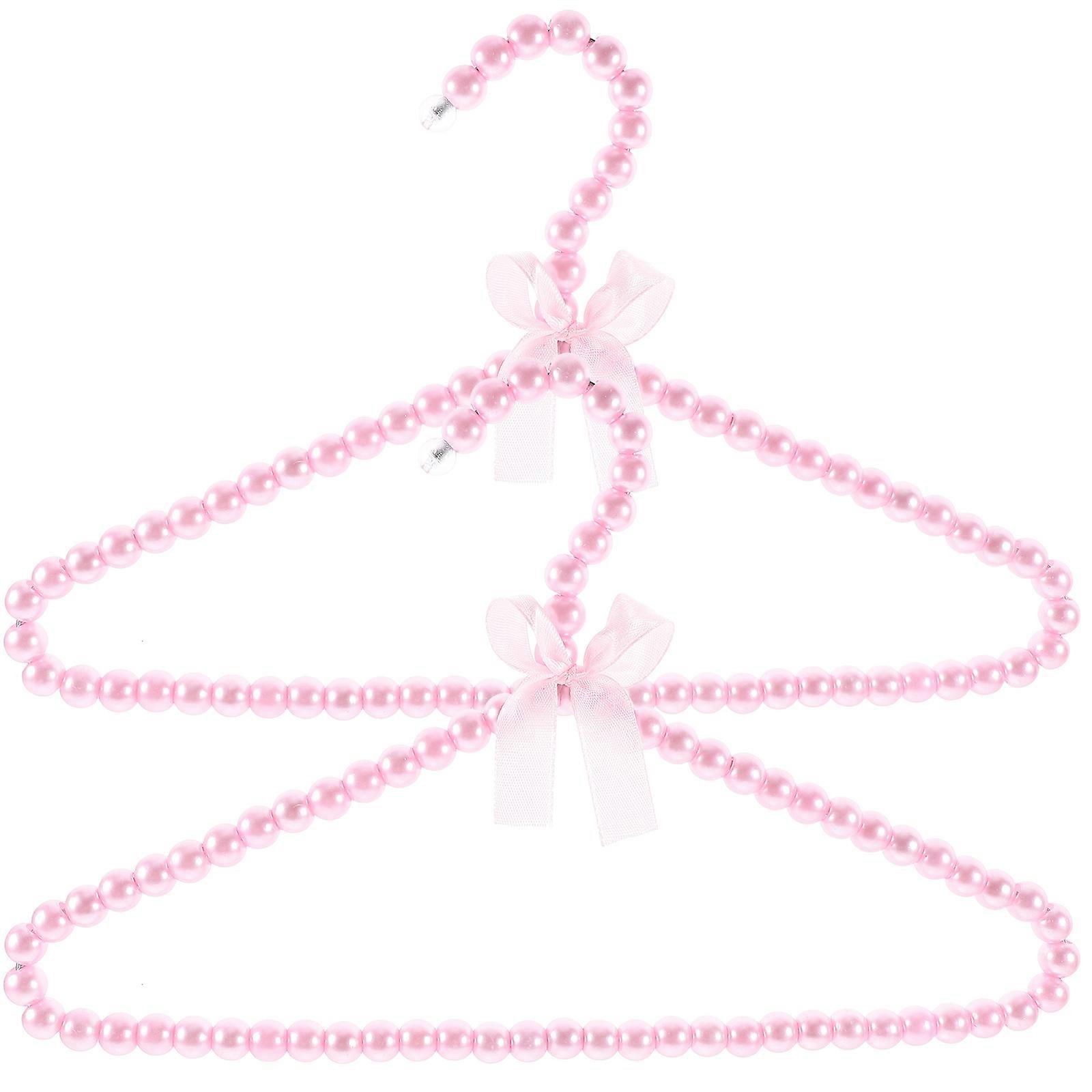 Pearl Beaded Mini Hangers for Room Organization – Non Slip Small Clothes Hangers for Nursery, Closet & Display Storage – Pink Set of 2