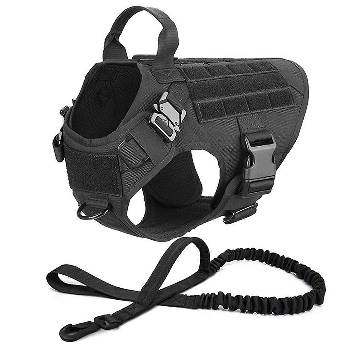 Tactical Harness and Leash Set for Large Dogs Training Vest L