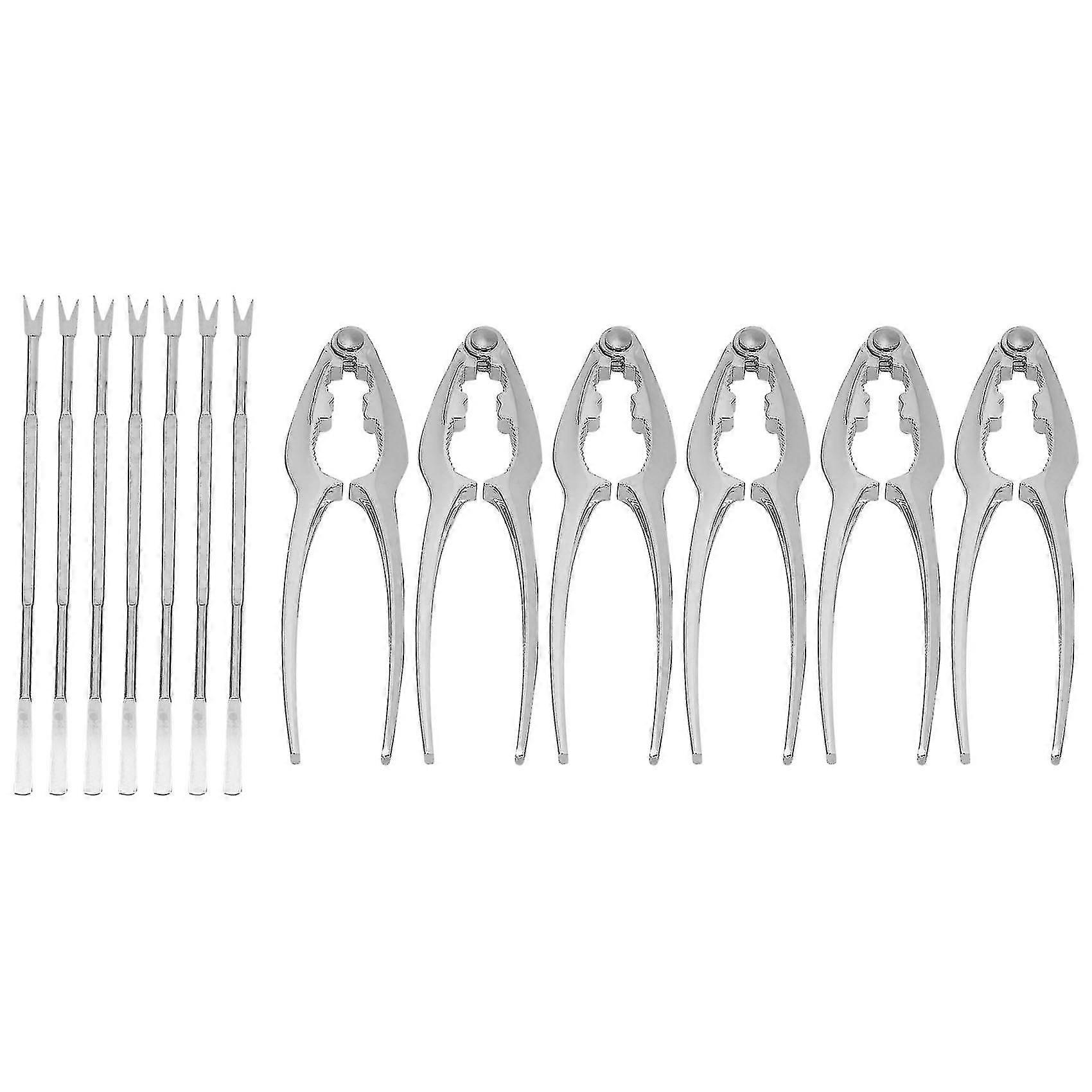 Seafood Tools Set with 7 Forks & 6 Lobster Crackers Nut Clip Kit