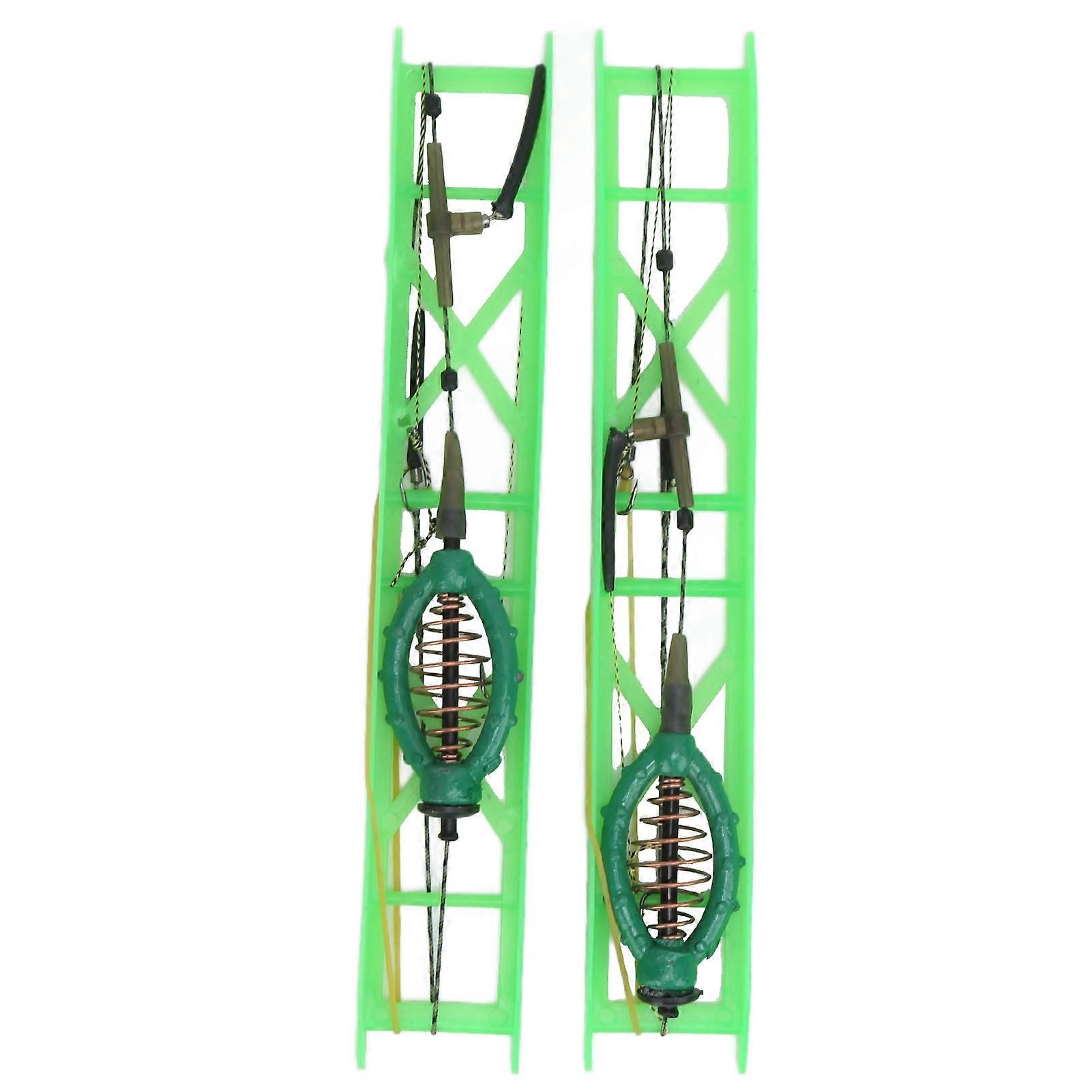 2 Pack Durable Fishing Feeder Cages Spring Loaded Feeder with Sinker for Fish Carp 60g