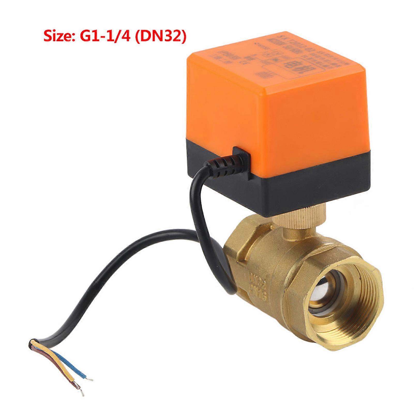 Brass Electric Motorized Ball Valve, 220V AC G1-1/4 DN32, 2 Way, 3 Wire, 2 Point