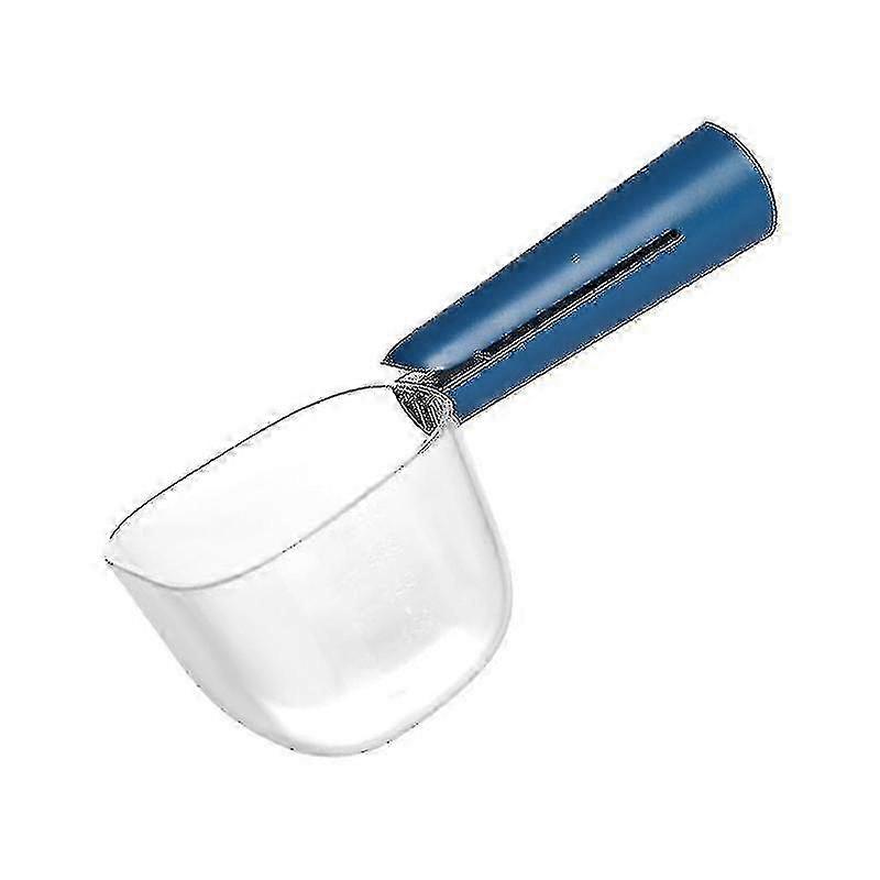 Pet Transparent Scale Food Measuring Spoon with Clip (Navy)