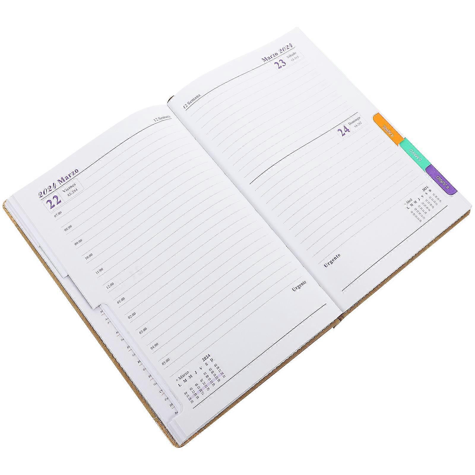 Time Management Planner Delicate Schedule Notebook Portable Planner Home Use Khaki 21.5X14.7X2CM Note-taking 1Pack