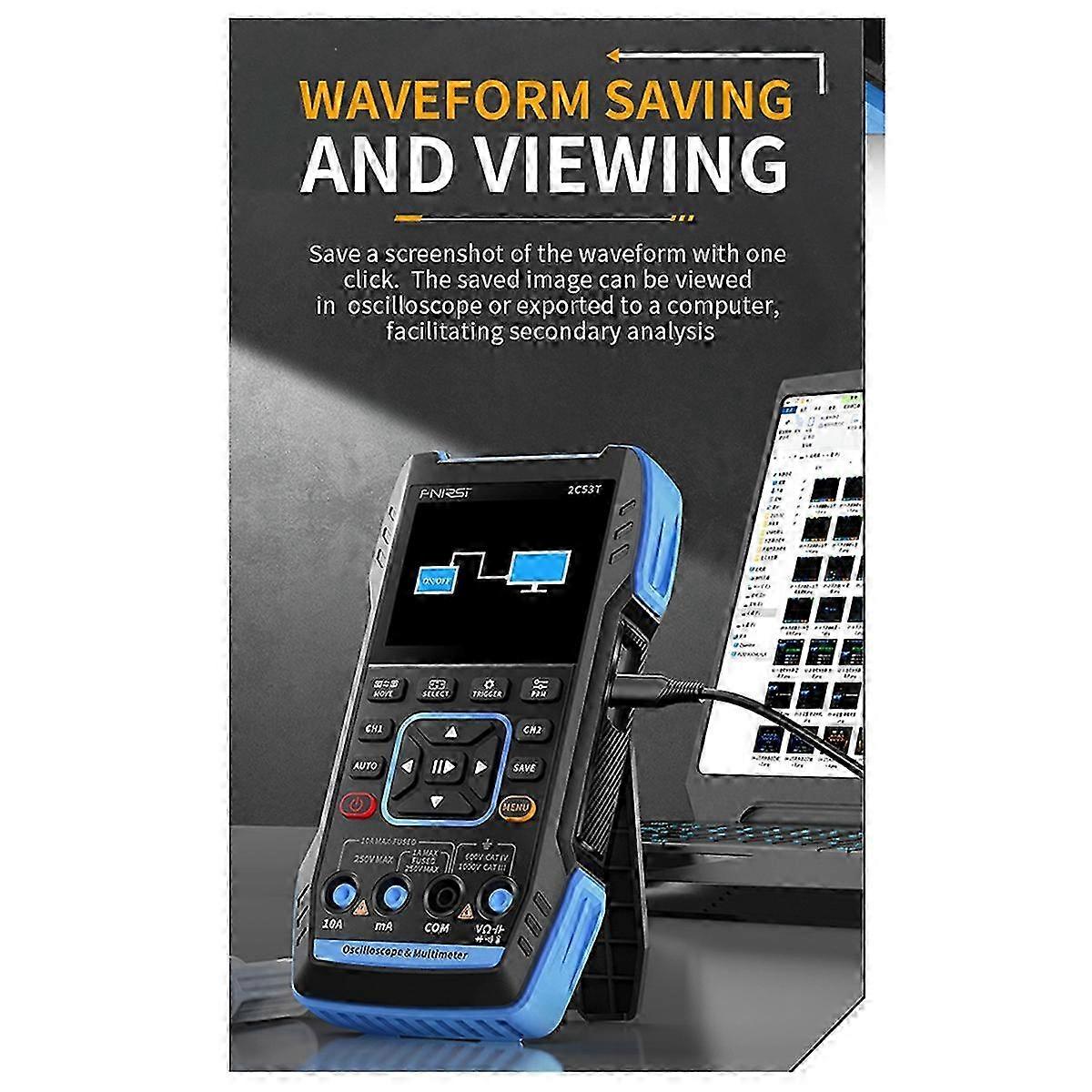 Adatto per FNIRSI 2C53T 3-in-1 Oscilloscopio Multimetro Generatore di segnale 50MHz 250MS Dual Channel-JC