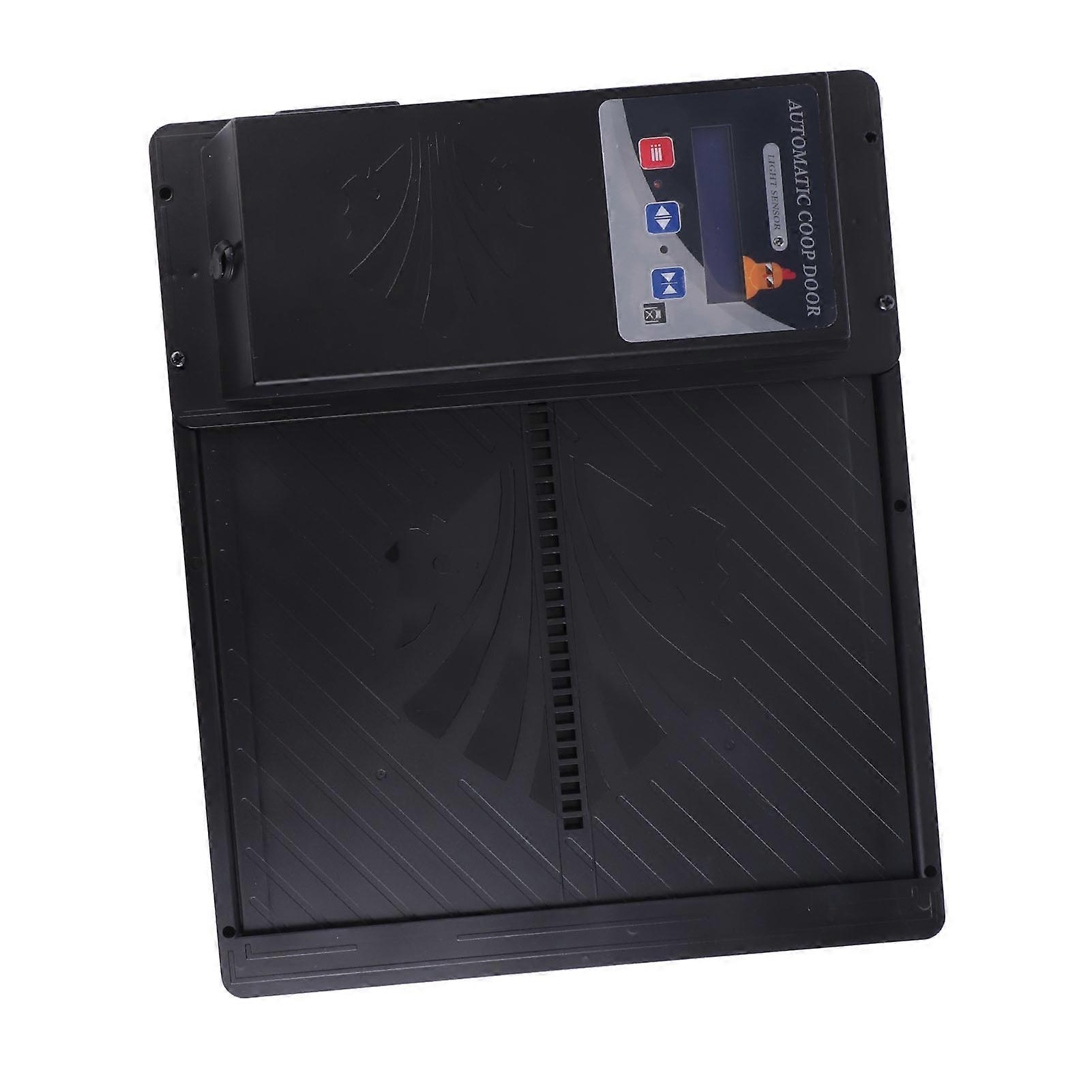 Solar Powered Automatic Chicken Coop Door USB Horizontal Open 3 in 1 Automatic Chicken Coop Door Opener with Timer Light Sensor Remote Control Black