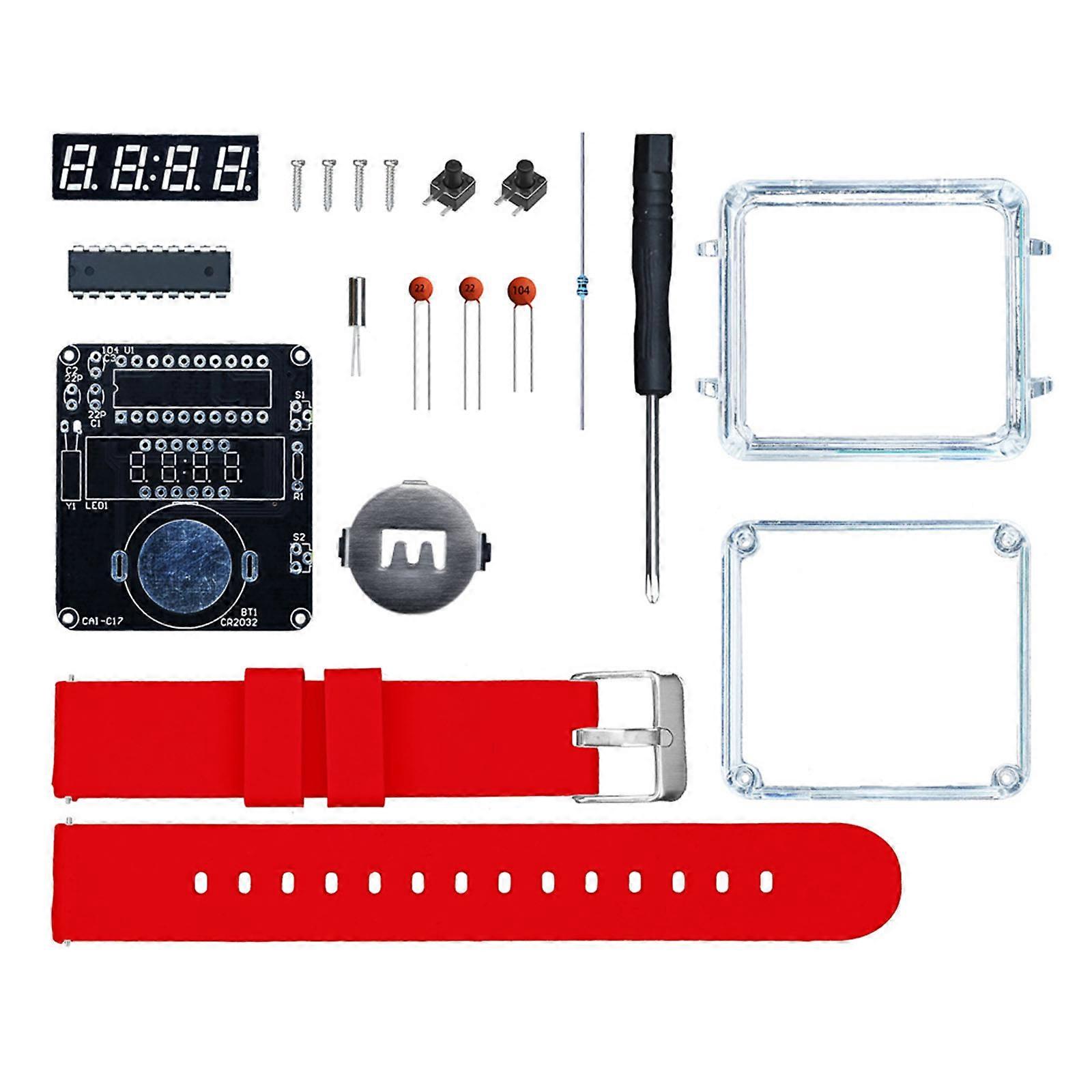Assembly Digital Electronic Timepieces Kit LED Display Soldering Project For Outdoor Enthusiasts And Hobbyists Red