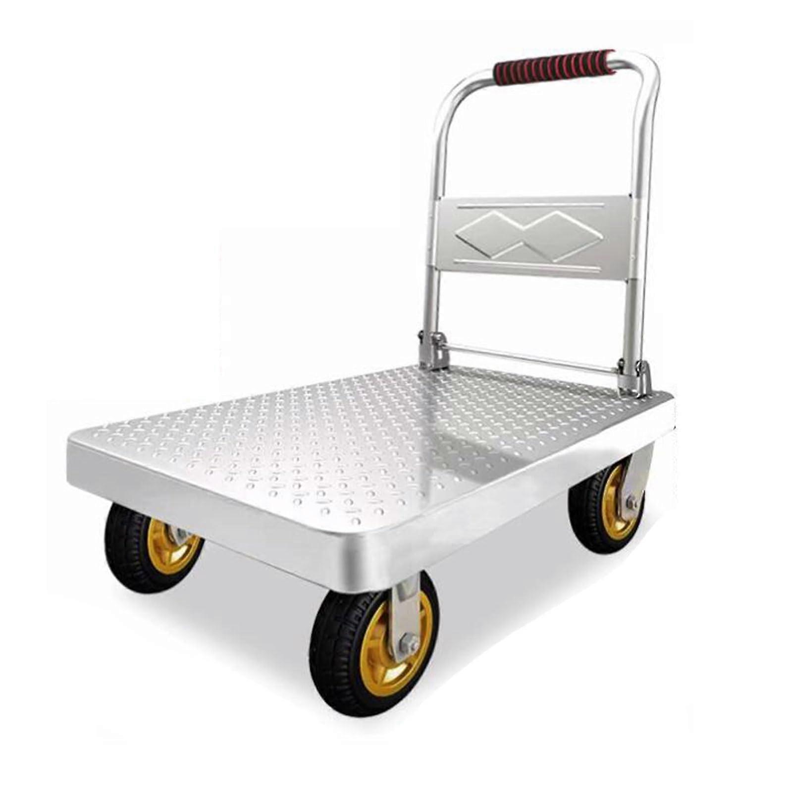 Folding Platform Trolley, Push Cart with 360° Rotating Wheels, Garage Warehouse, Movable Platform Handcart, Load Capacity 500 kg 90x60cm