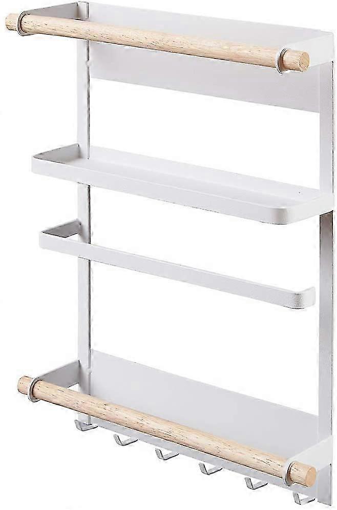 White Wall-Mounted Spice Rack with Suction Cups - Space-Saving Kitchen Storage