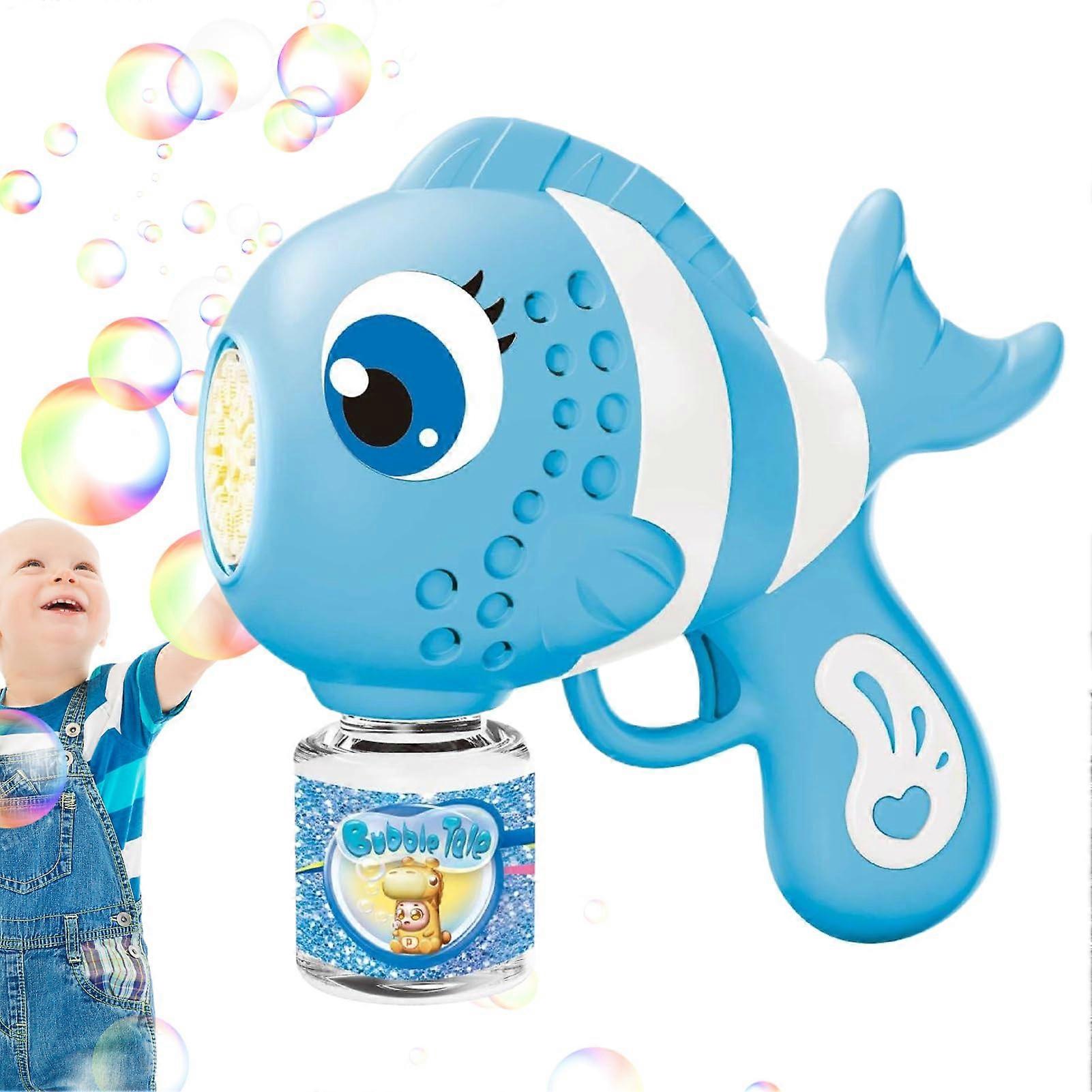 Bubble Machine  Portable Bubble Maker with Light  Sound  16 Nozzles for Kids Party Blue