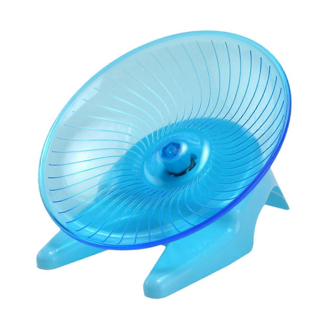 Flying Saucer Silent Hamster Exercise Wheel with Stand for Small Pets – Quiet Spinning Toy for Indoor Use for Gerbils, Mice, Hedgehogs, Sky Blue