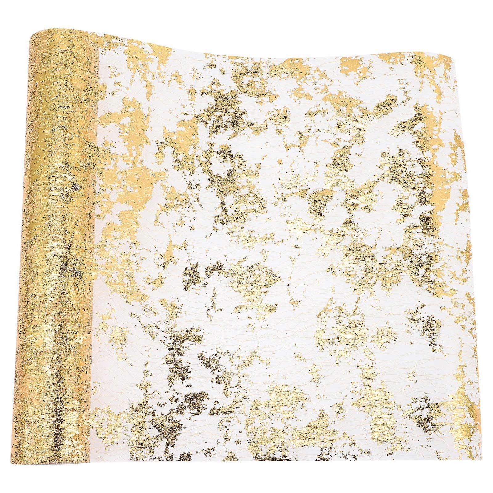 エレガントなゴールドメッシュテーブルランナー1ロール、結婚式、誕生日、ディナーパーティー、お祝いの機会プレミアム装飾ホームデコレーション