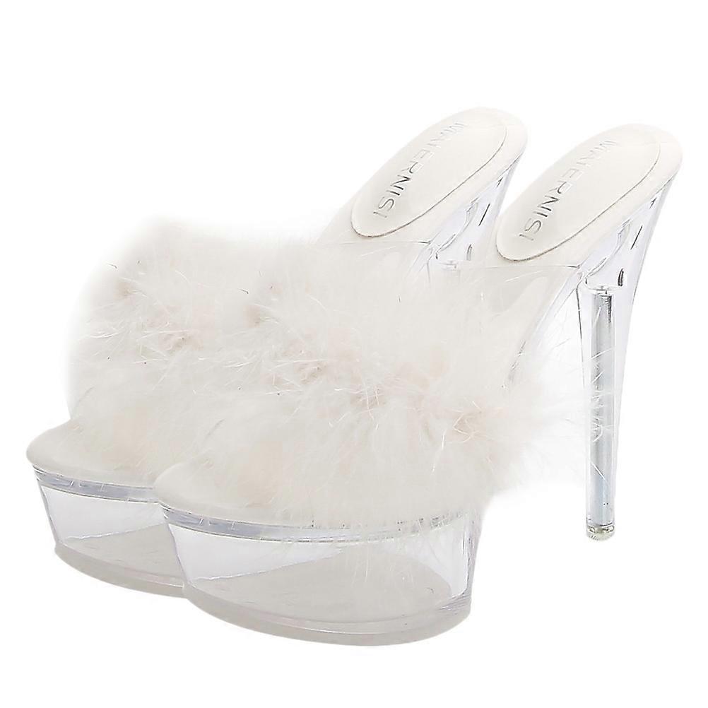Furry Sandals Women Simple Structure Summer Various Occasions 1Pair Comfortable Wearing White