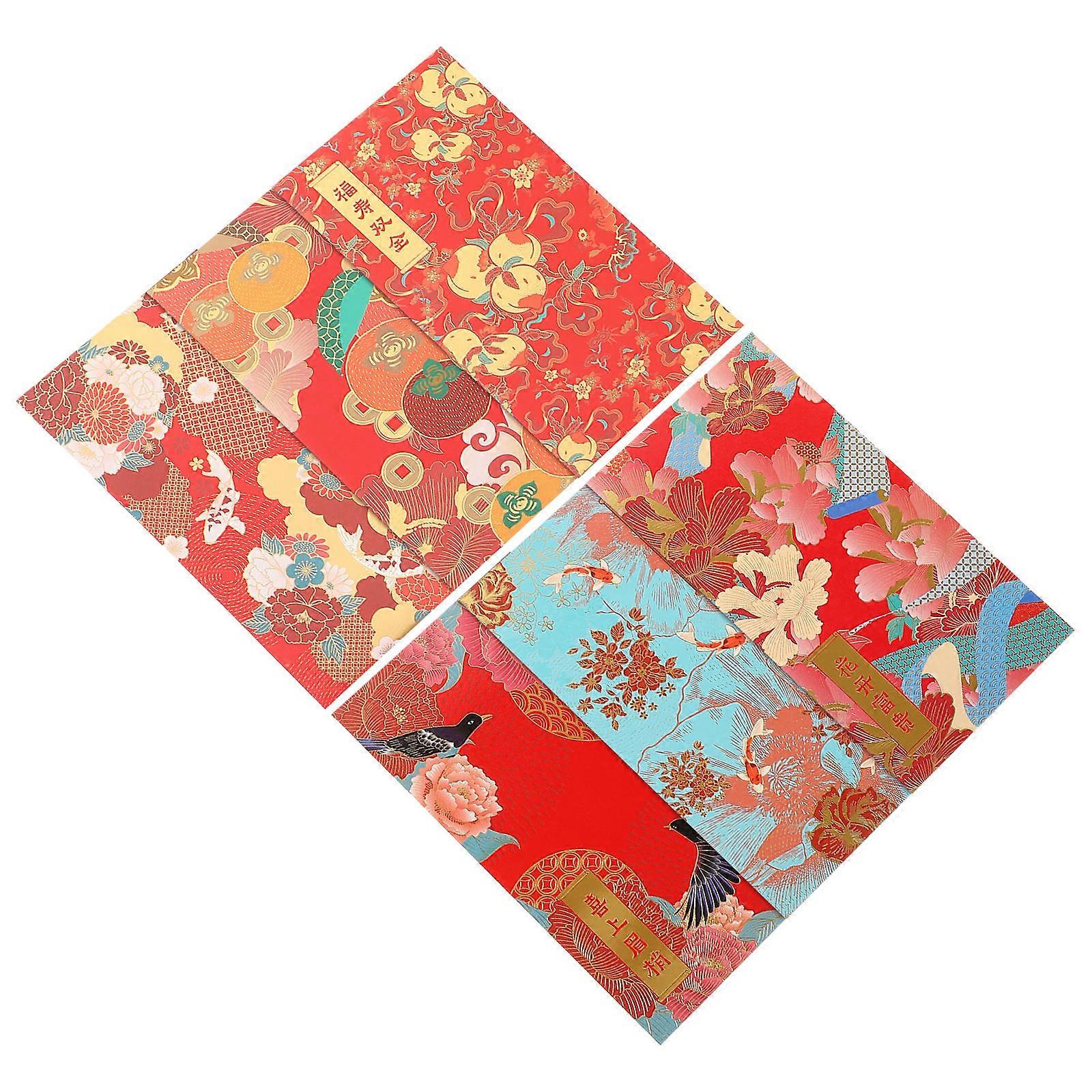 Chinese New Year Hong Bao Lucky Money Envelope Traditional Design For Spring Festival 6Pcs