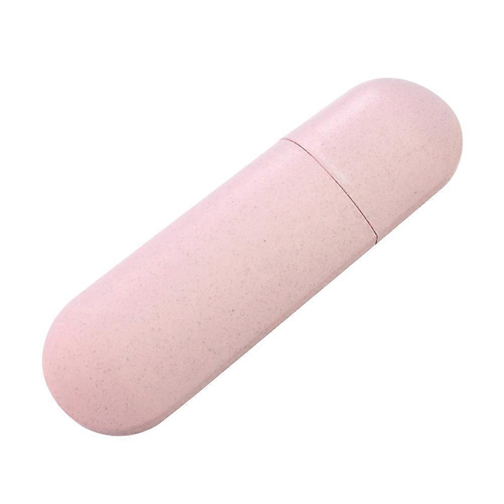 Travel Essentials Toothbrush Holder Pink Rectangular PP Material Mouthwash Cup Function For Daily Use Business Trip 23x6.3x3.3 Cm 1Set