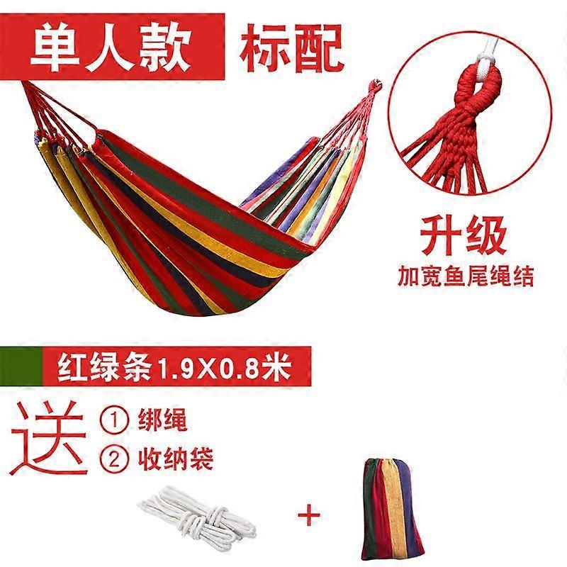 Portable Double Camping Swing With Travel Suitable For Camping Outdoor Indoor Courtyard Glider Hammock Leisure Hanging Basket  -Single Red Stripe With