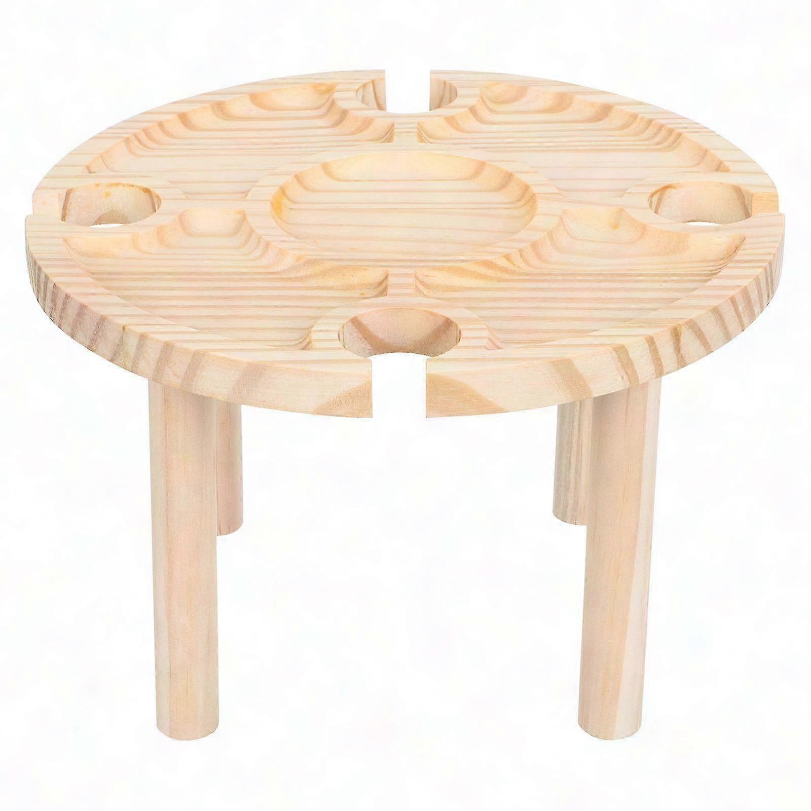 Mini Wooden Picnic Table Portable Beverage Stand for Wine Lovers 24x24cm Khaki 1Pack