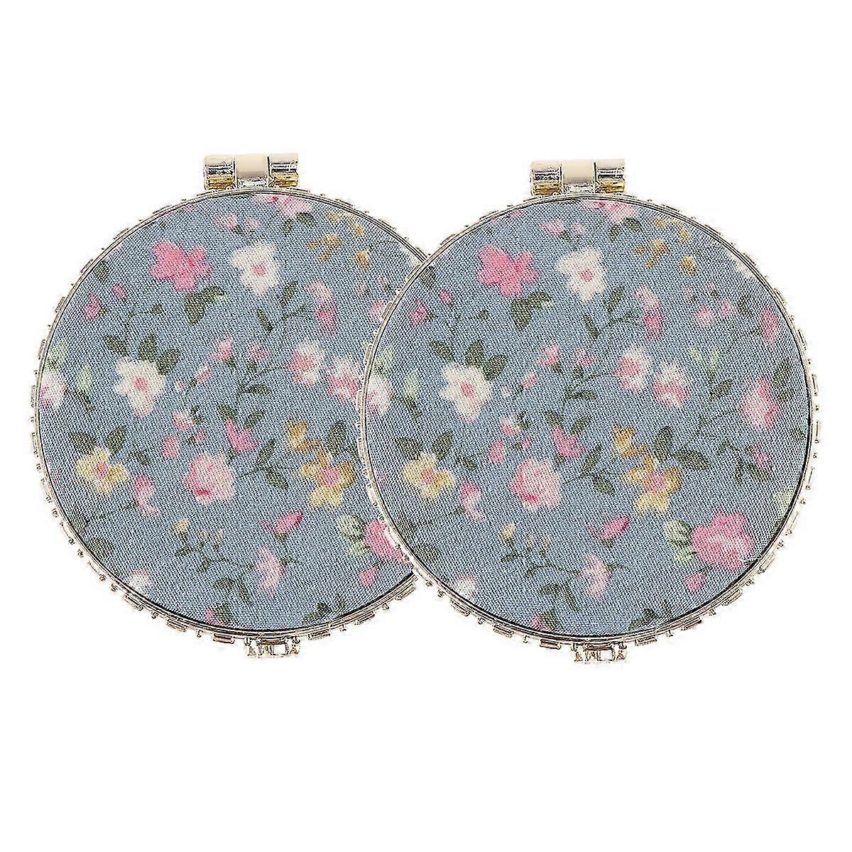 Cosmetic Mirror Compact Double-Sided Folding Retro Creative Circular Blue 8X7cm