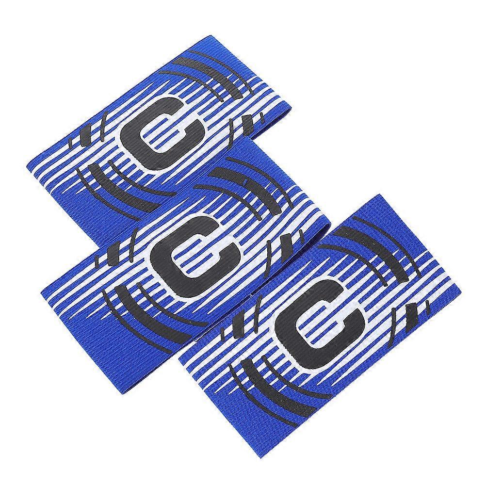 Sports Player Armbands Soccer Leader Arm Bands Stadium Use Durable 7x35cm Blue 3Set