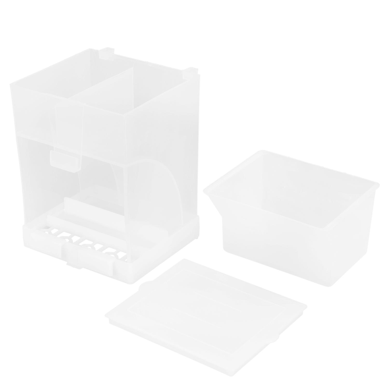 Bird Food Container Sift Proof Feeding Box Arc Design With Hooks High Drawer 19x10.5cm 1Pcs