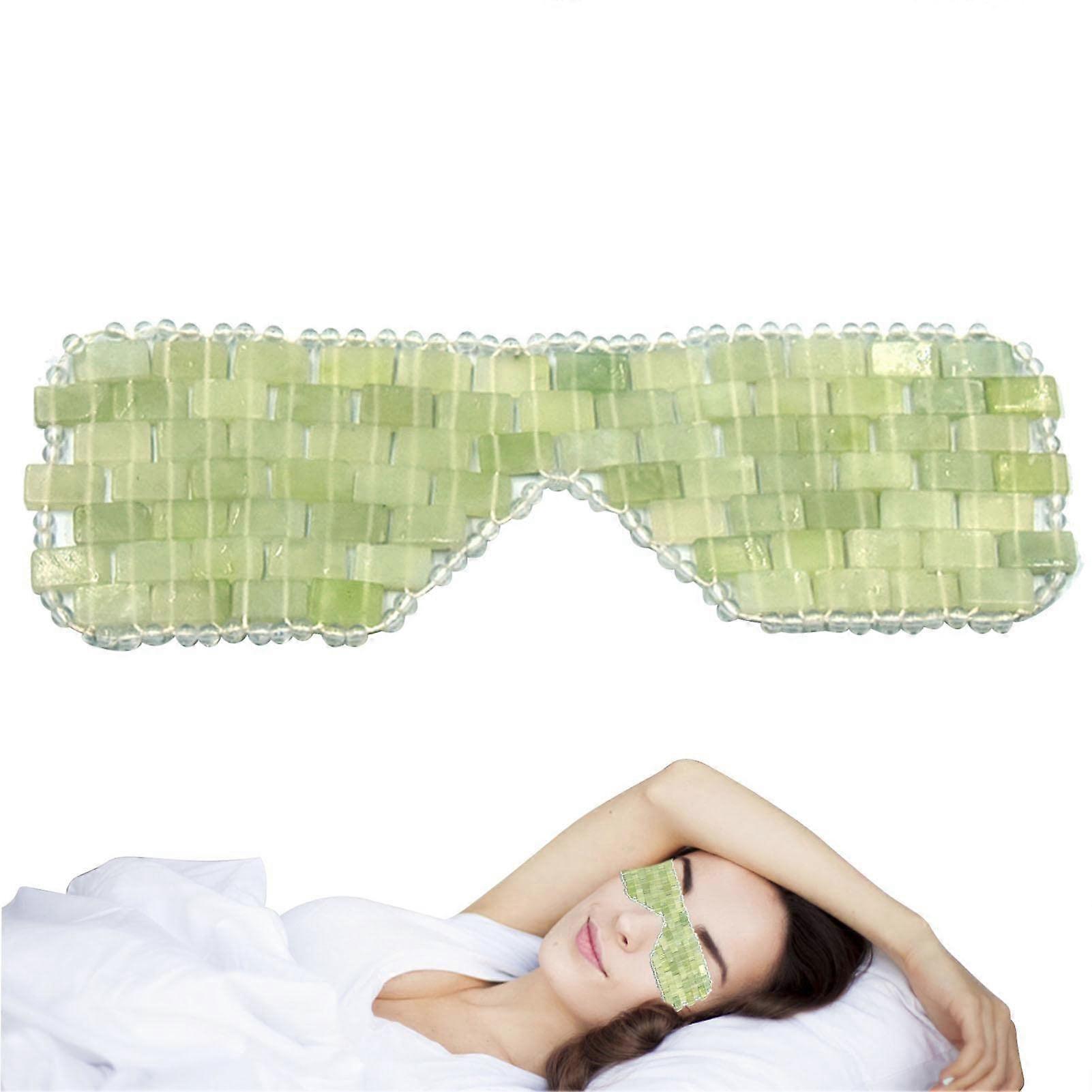 Jade Eye Mask Reusable Cooling Stone Mask For Eye Care Women, Adjustable Strap Jade Stone Eye Mask, Relaxing Eyes