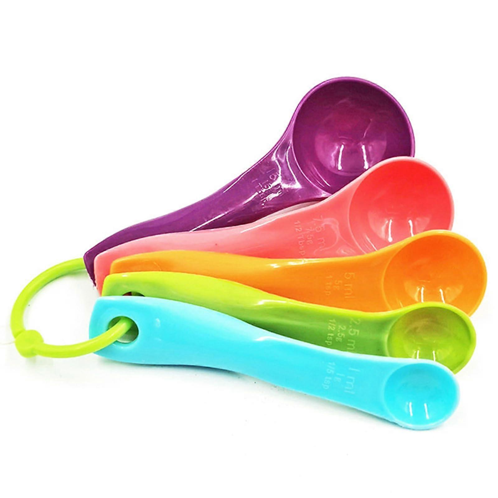 Measuring Spoons Set, 5 Pieces, Colourful Measuring Spoons for Liquids and Solids