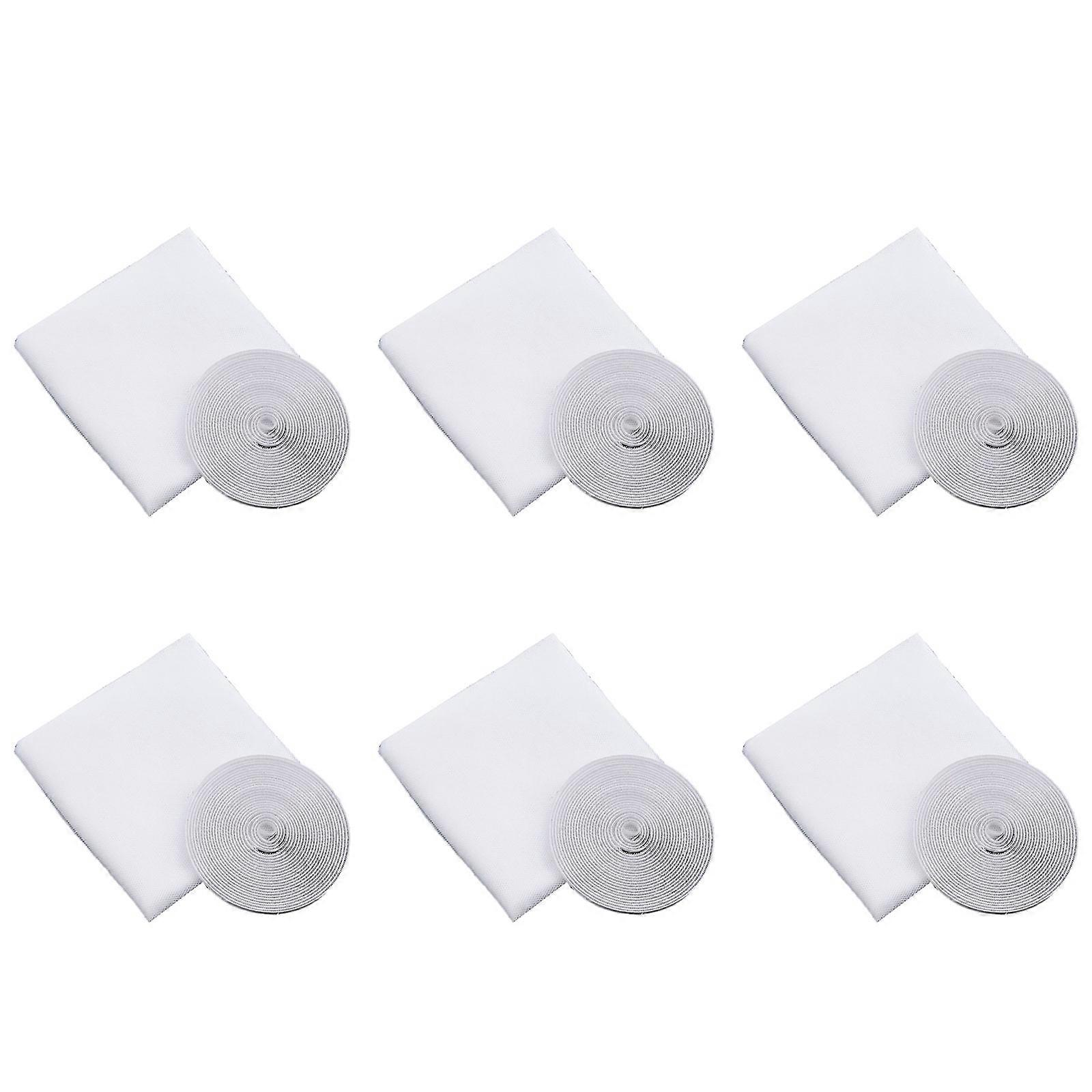 Quick Install Invisible Window Screens 6Pieces Set Adhesive Mesh Netting Tear Resistant for Indoor Ventilation  White