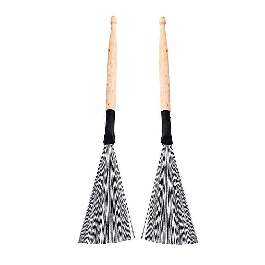 2pcs Jazz Drum Sticks with Steel Wire Brushes – Durable, Comfortable Drum Accessories for Beginners, Suitable for Various Music Styles