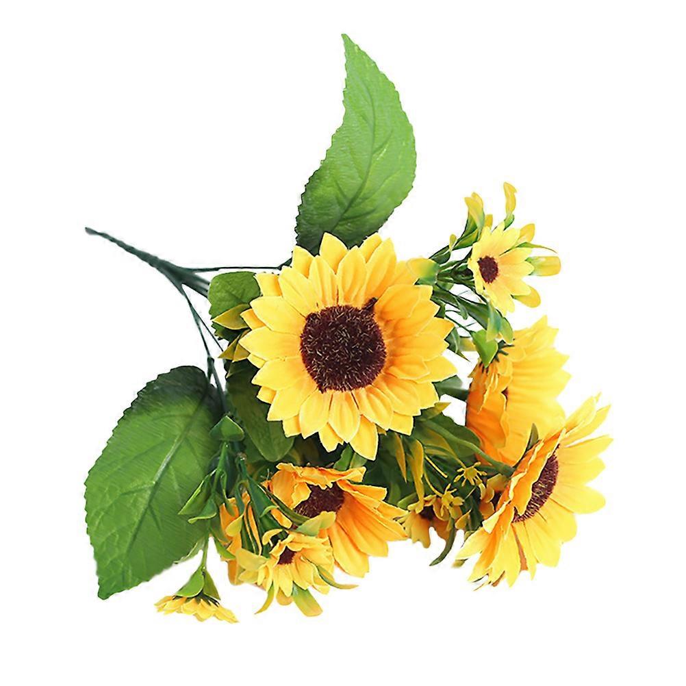 Silk Cloth Sunflower Bouquet for Decoration Use Looks Lifelike and Vivid Yellow