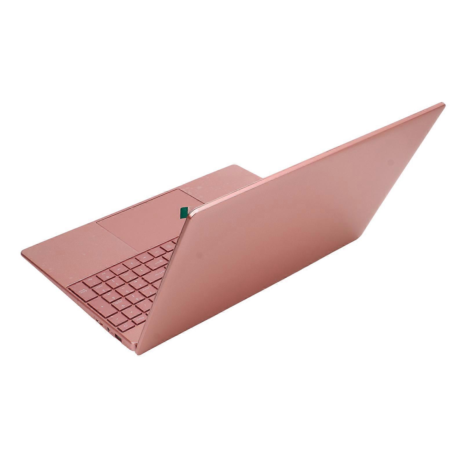 15.6 Inch Laptop Pink 16GB RAM 512GB ROM IPS Display Quad Core 2.9GHz CPU Fingerprint Reader Laptop Computer 100‑240V 16+512G EU Plug