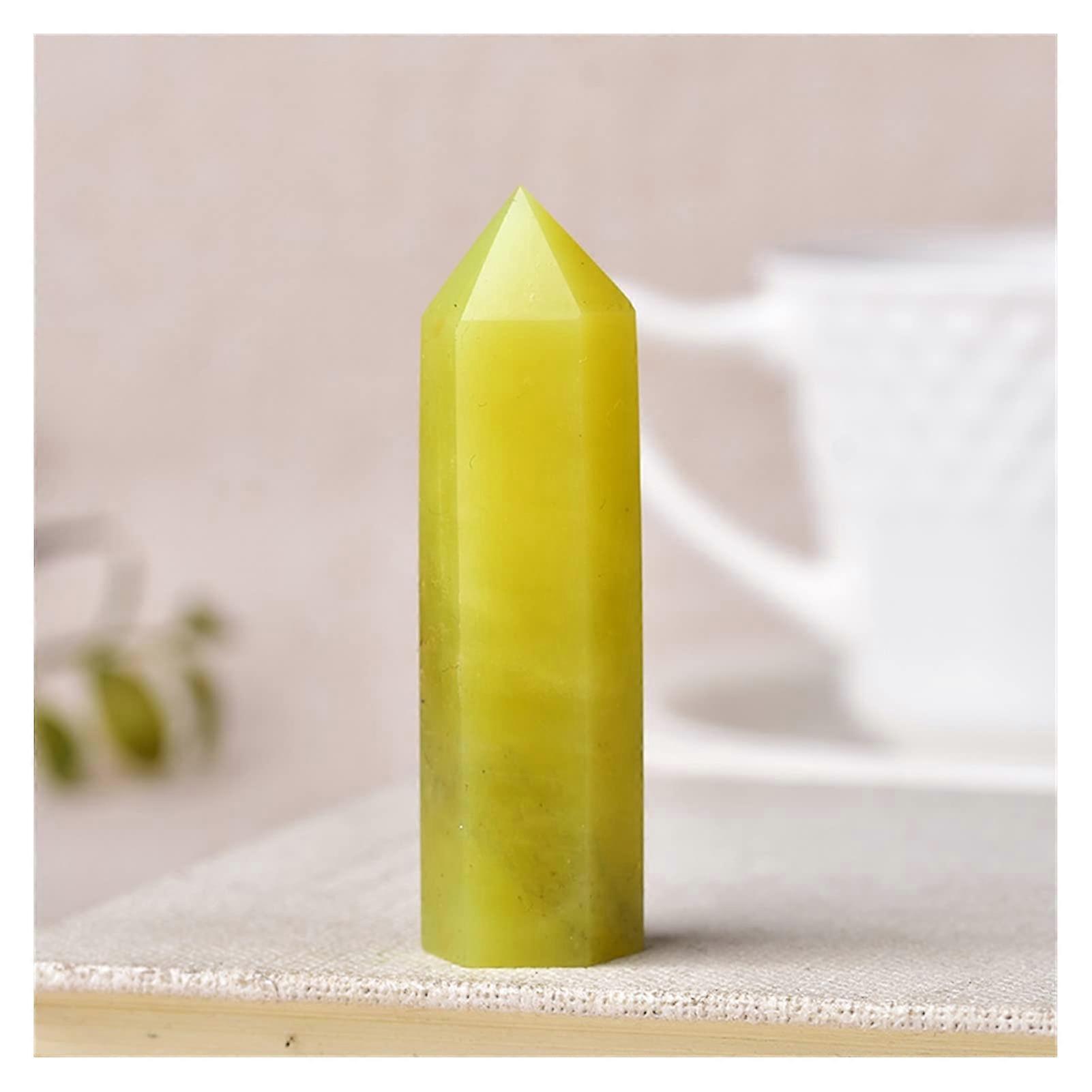 33 Color Natural Stones and Crystal Point Wand Reiki Stone Tower (Lemon Jade, 7080mm)