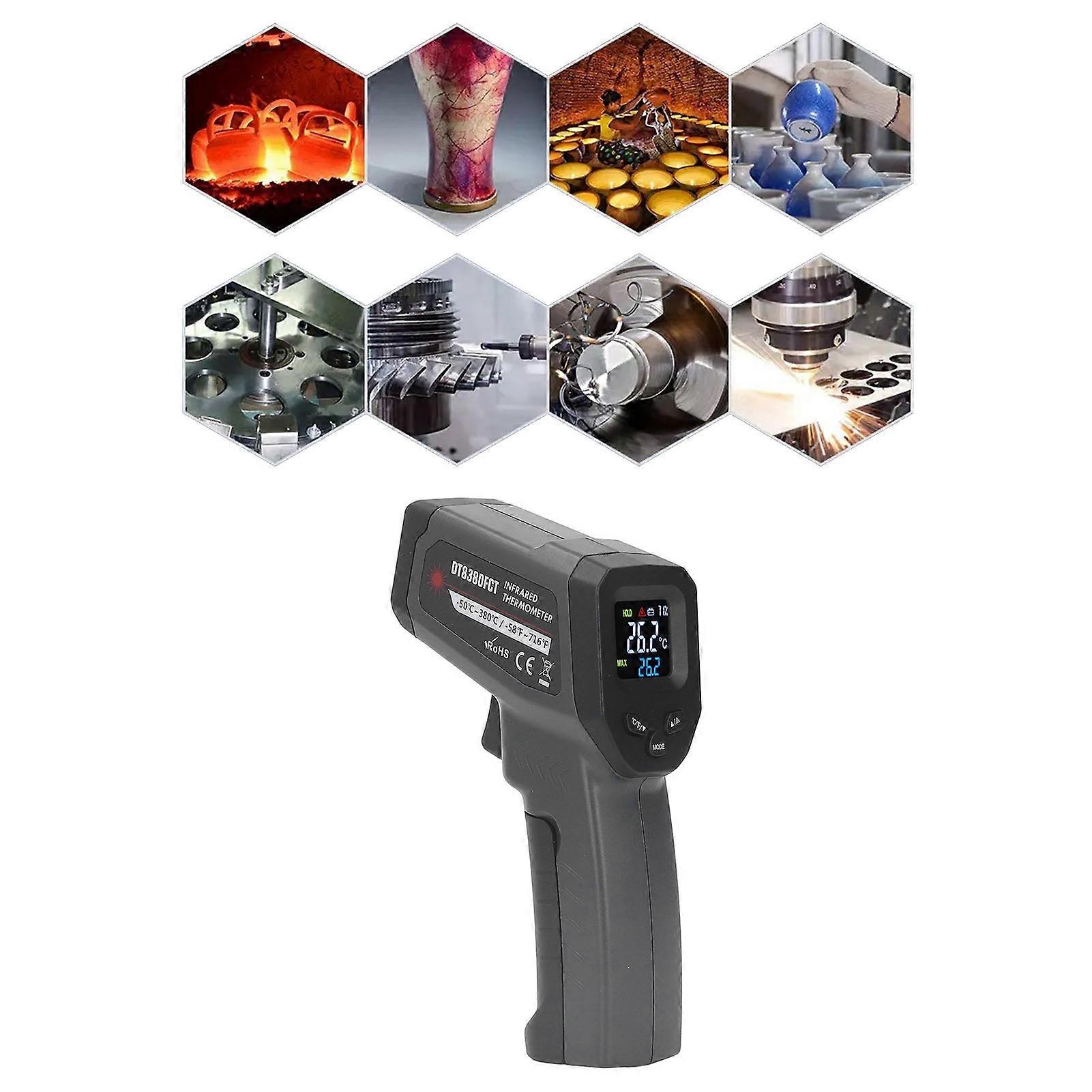 Infrared Thermometer for Cooking Food Temperature Gun Adjustable 12:1 Emissivity Digital Backlit LCD Display Green 