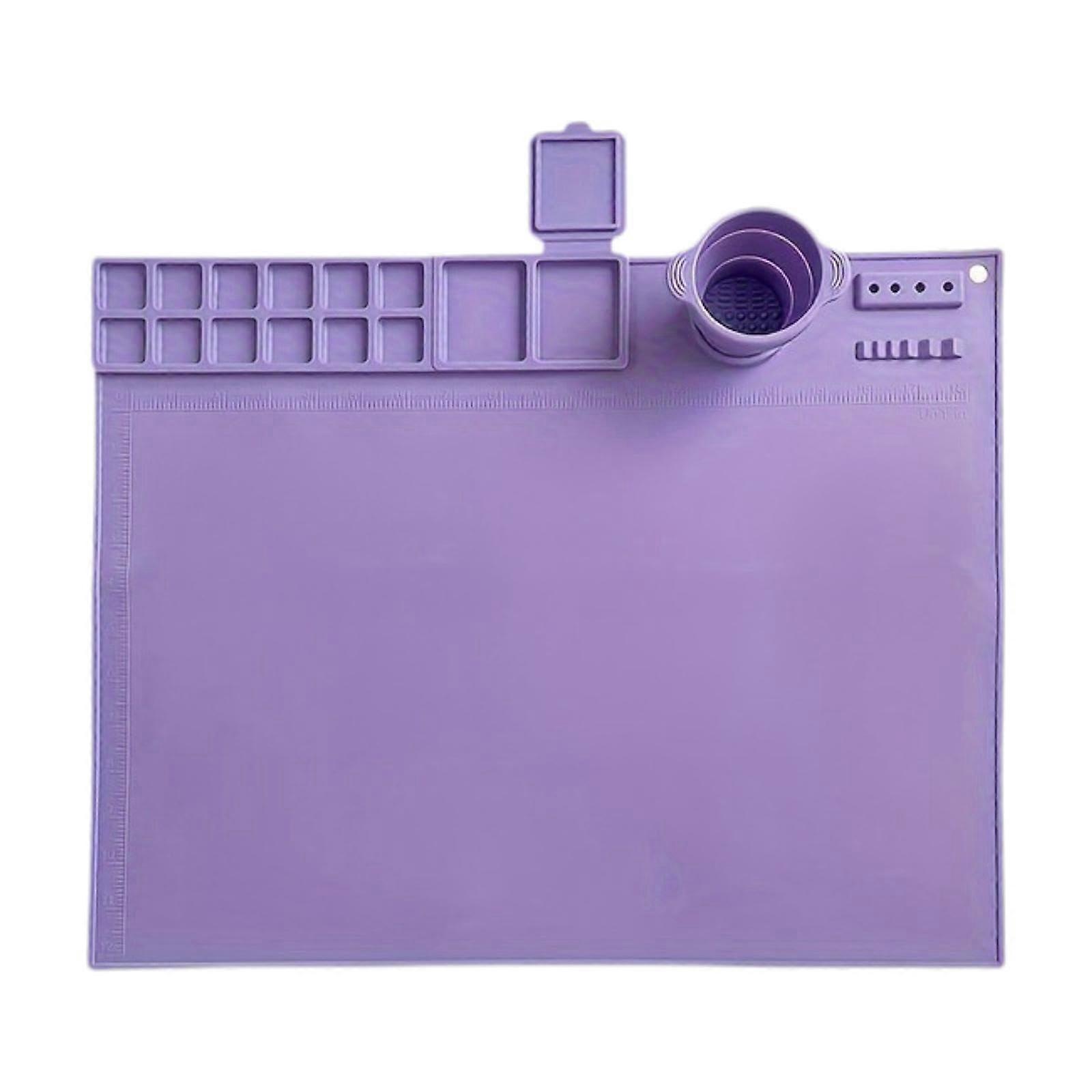 Silicone mat for painting with cup and graffiti for creative projects, violet