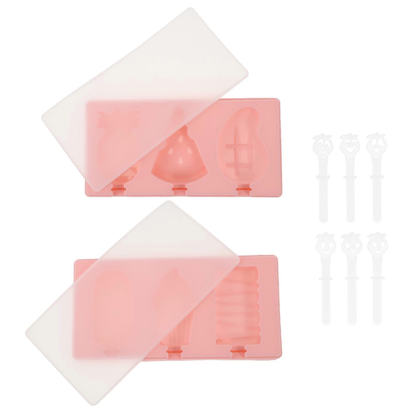 Reusable Ice Cream Molds Pink Food-Grade Materials Dishwasher Safe 2Pcs