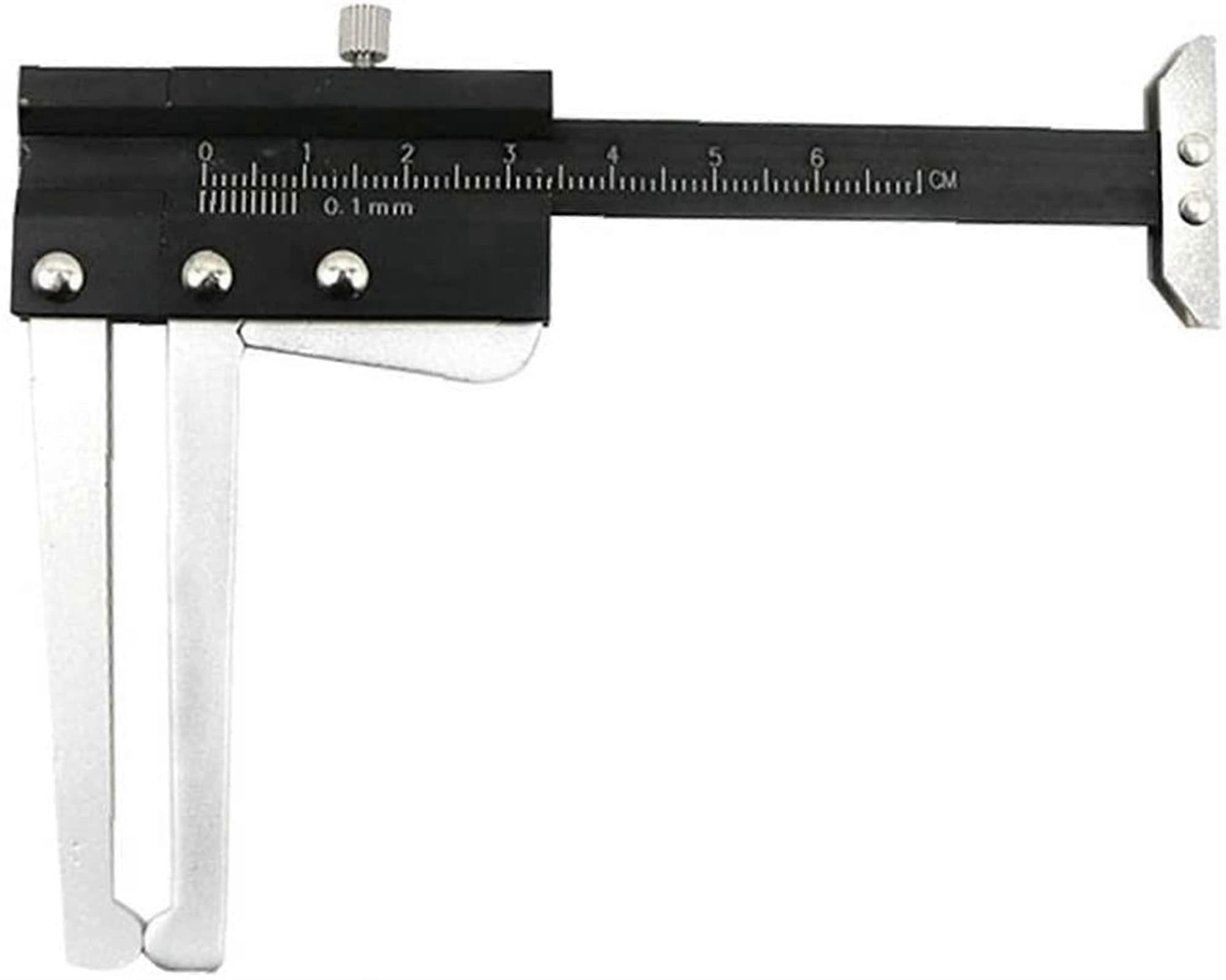 Tire tread depth gauge, measuring tool, thickness ruler, 2in1, aluminum, 0–60 mm, black