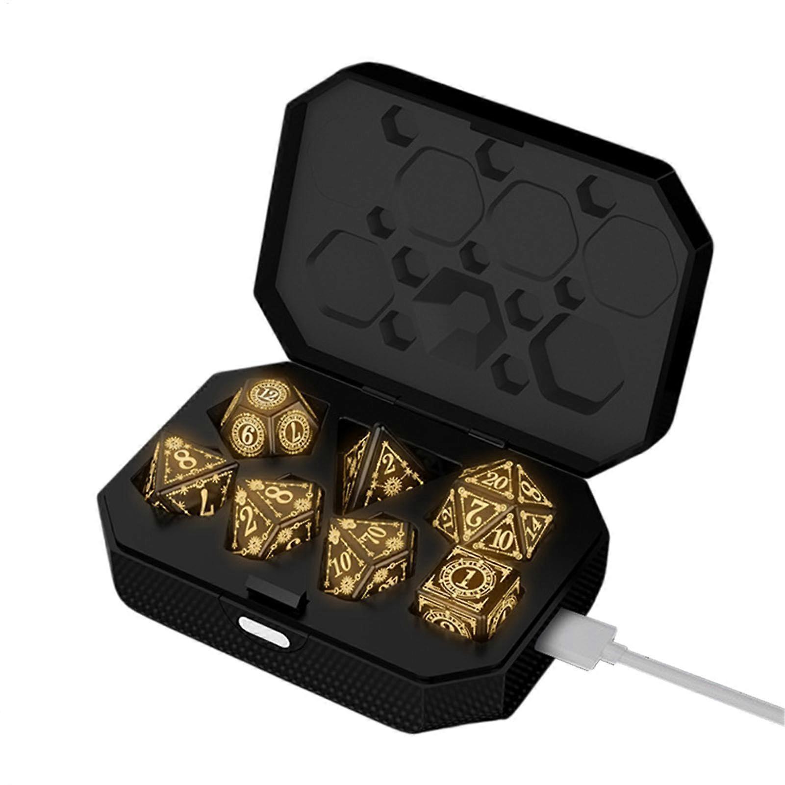 Luminous Dice Set Light Up Dice Polyhedral Dice Game with Rechargeable Box