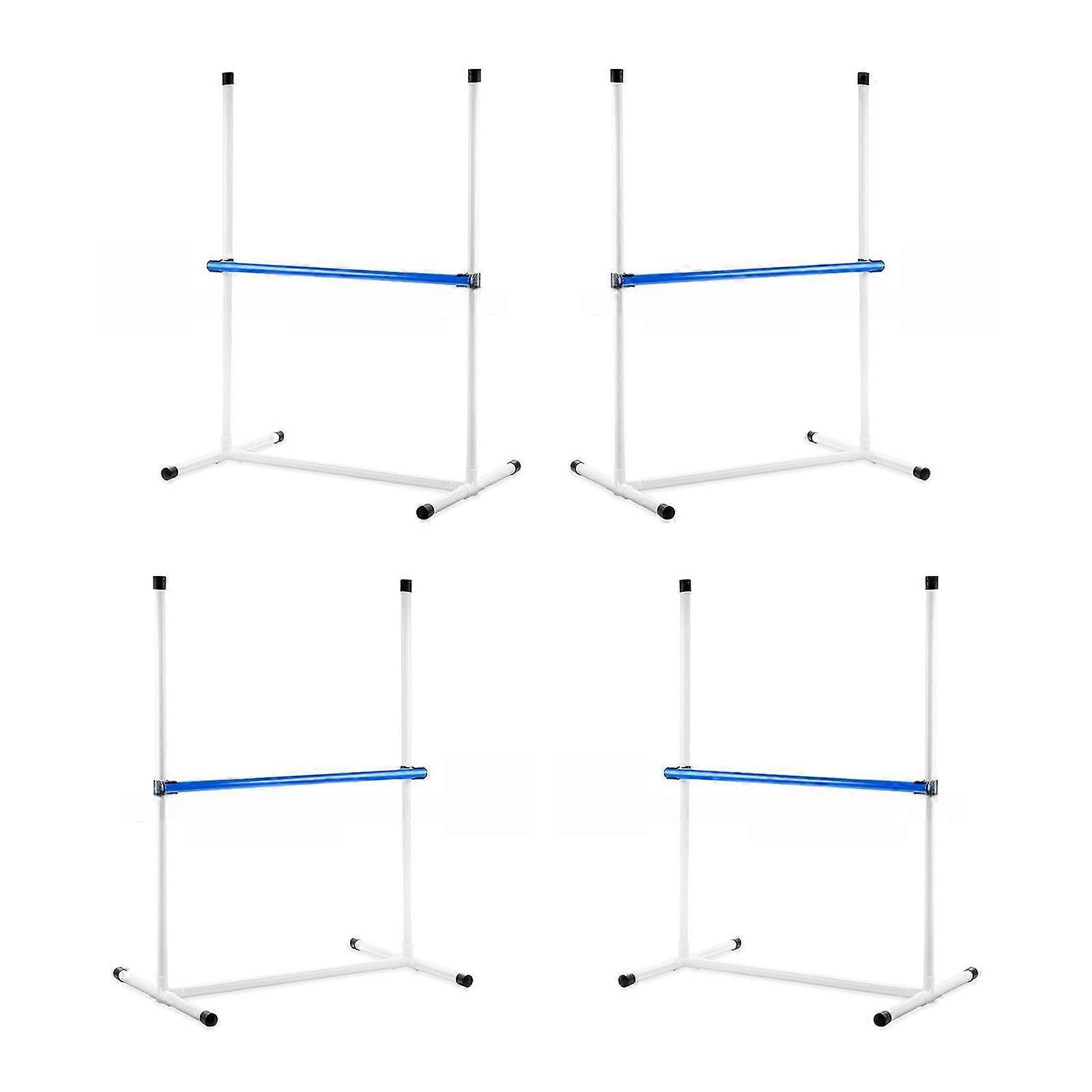 4 Poles Adjustable Height Pet Agility Training Set Portable Design With Storage Bag Multicolor
