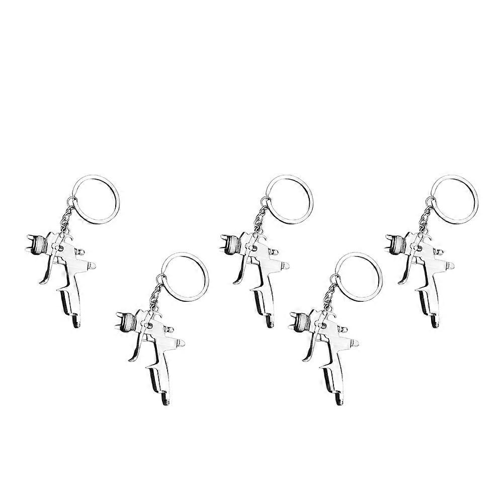 Creative Keychains Made of Zinc Alloy Silver Color for Decoration and Practical Use 5 Pieces